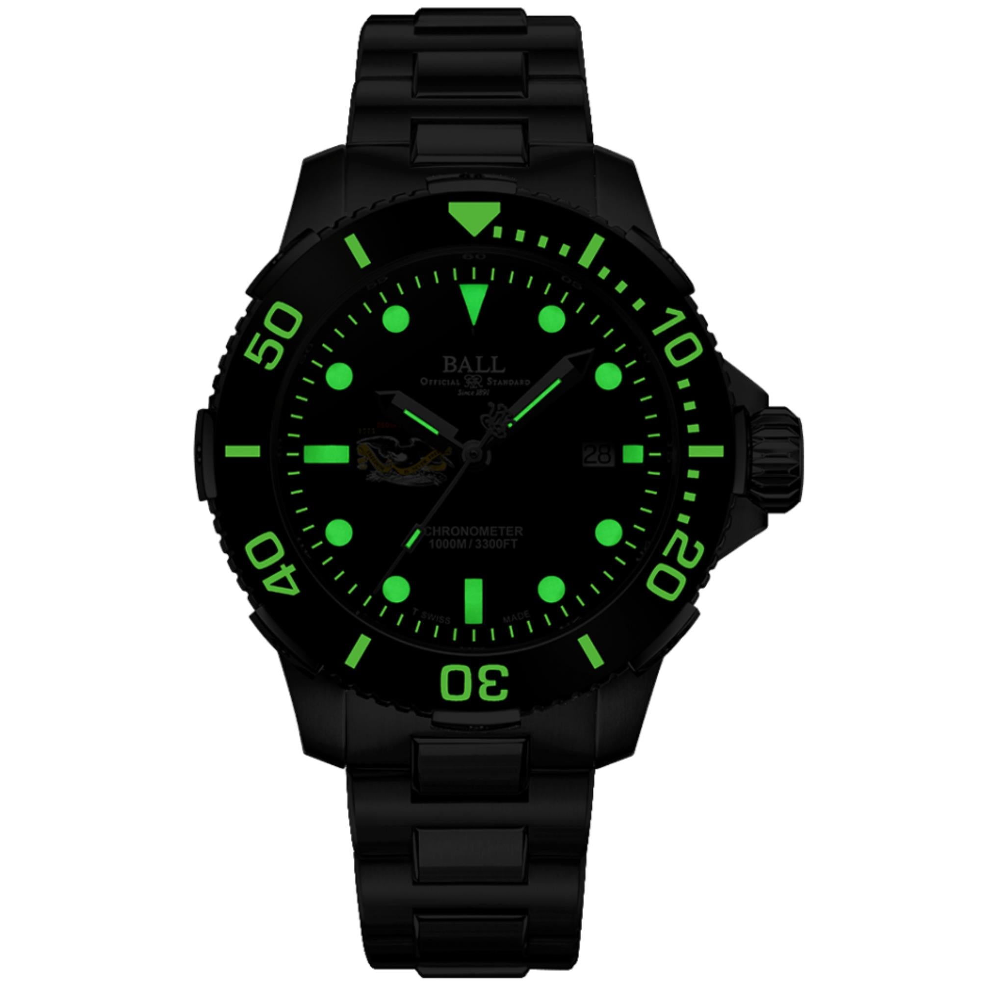BALL Engineer Hydrocarbon Limited Edition DeepQUEST Protector Black Dial Steel Strap Men's Watch DM3002A-S9C-BK