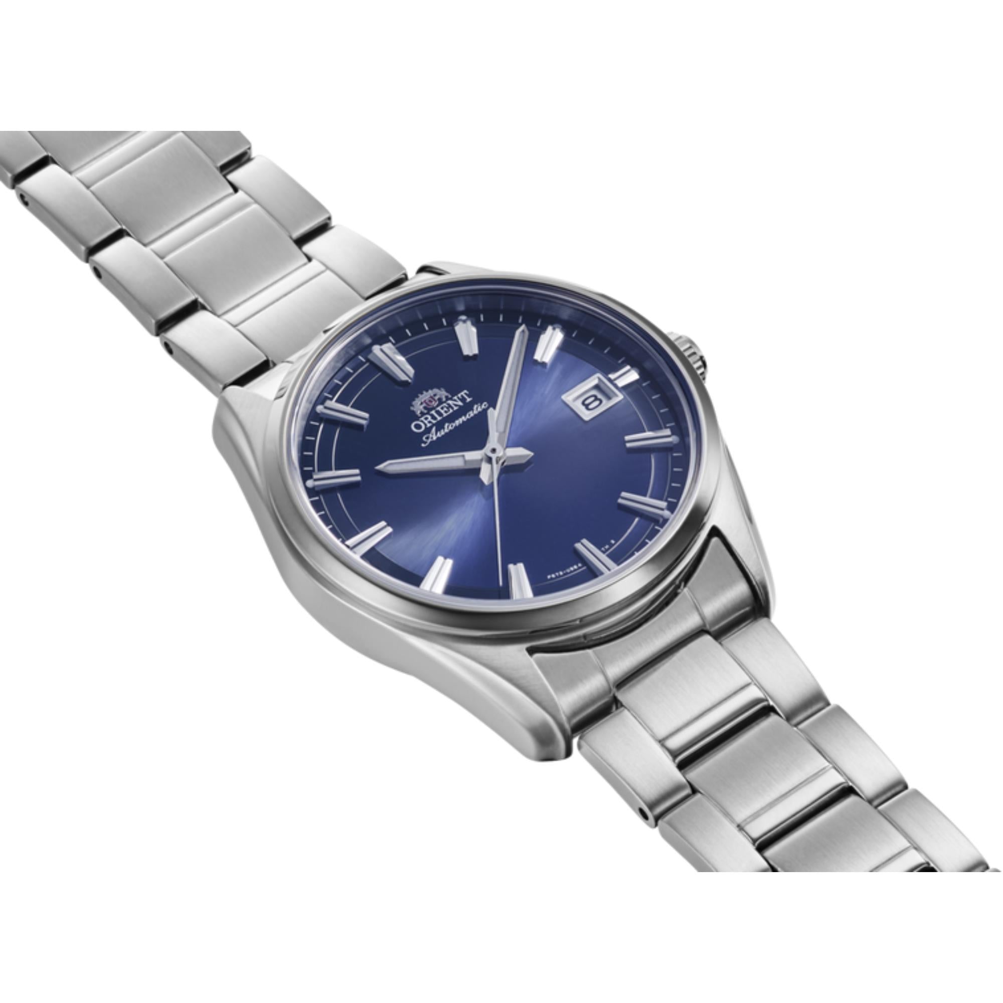 Orient Contemporary Stretto Date Automatic Blue Dial Steel Strap Men's Watch RA-AC0R02L30B