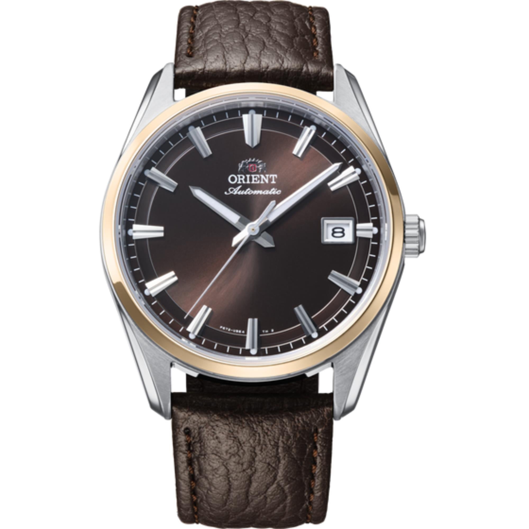 Orient Contemporary Stretto Date Automatic Brown Dial Leather Strap Men's Watch RA-AC0R03Y30B