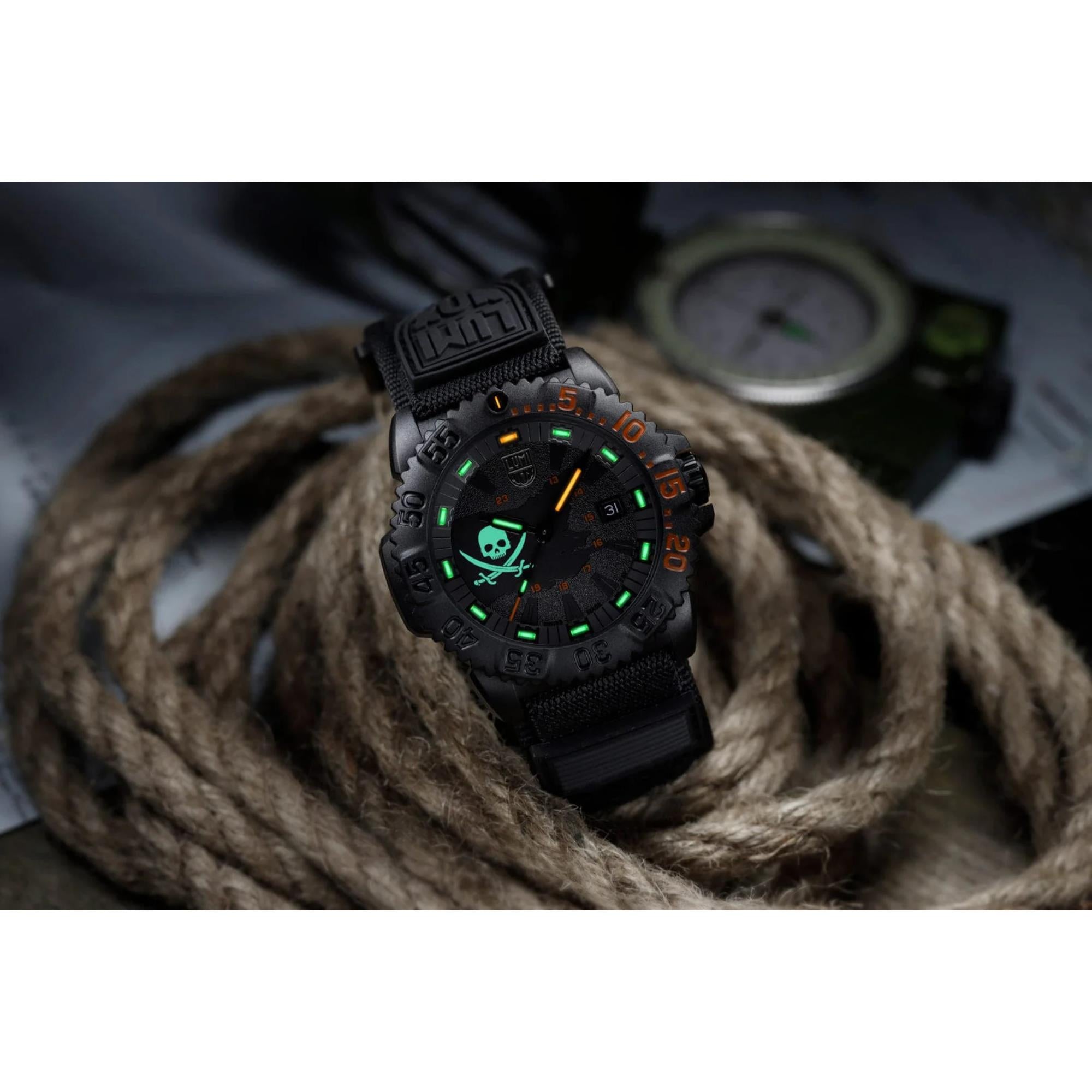 Luminox Navy Seal 3050 Pirate Watch Limited Edition Black Dial Velcro Fast Strap Men's Watch XS.3051.PIR.LE