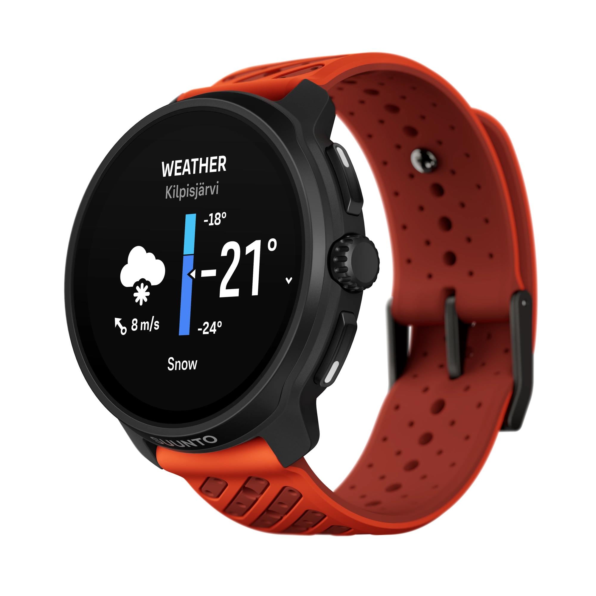 Suunto Race 2 Coral Orange AMOLED Digital Silicone Strap Unisex Smart Fitness Watch SS051241000