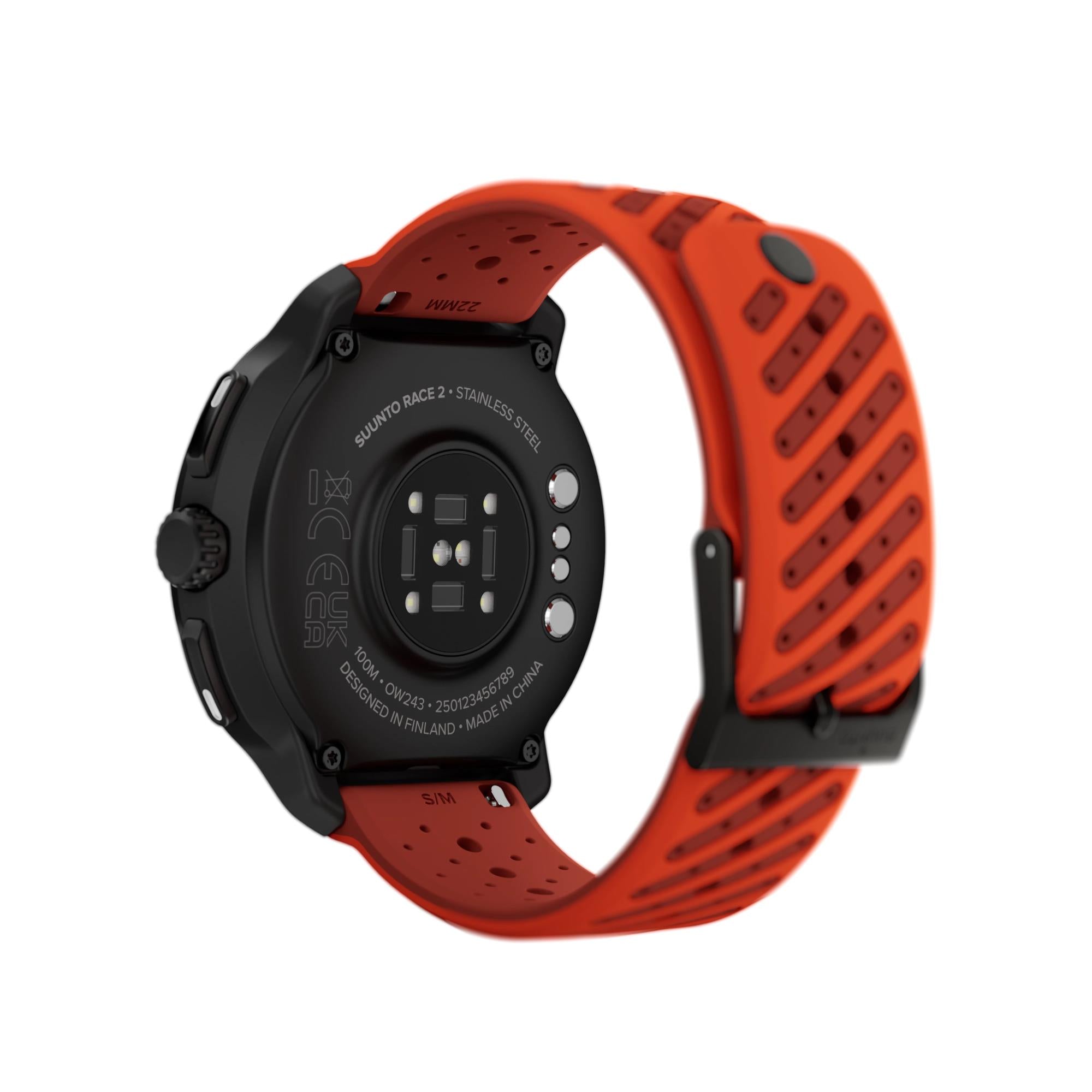 Suunto Race 2 Coral Orange AMOLED Digital Silicone Strap Unisex Smart Fitness Watch SS051241000