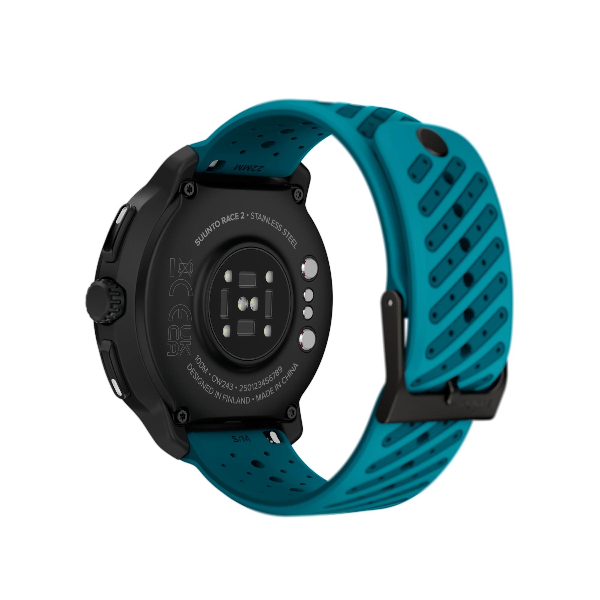 Suunto Race 2 Wave Blue AMOLED Digital Silicone Strap Unisex Smart Fitness Watch SS051242000