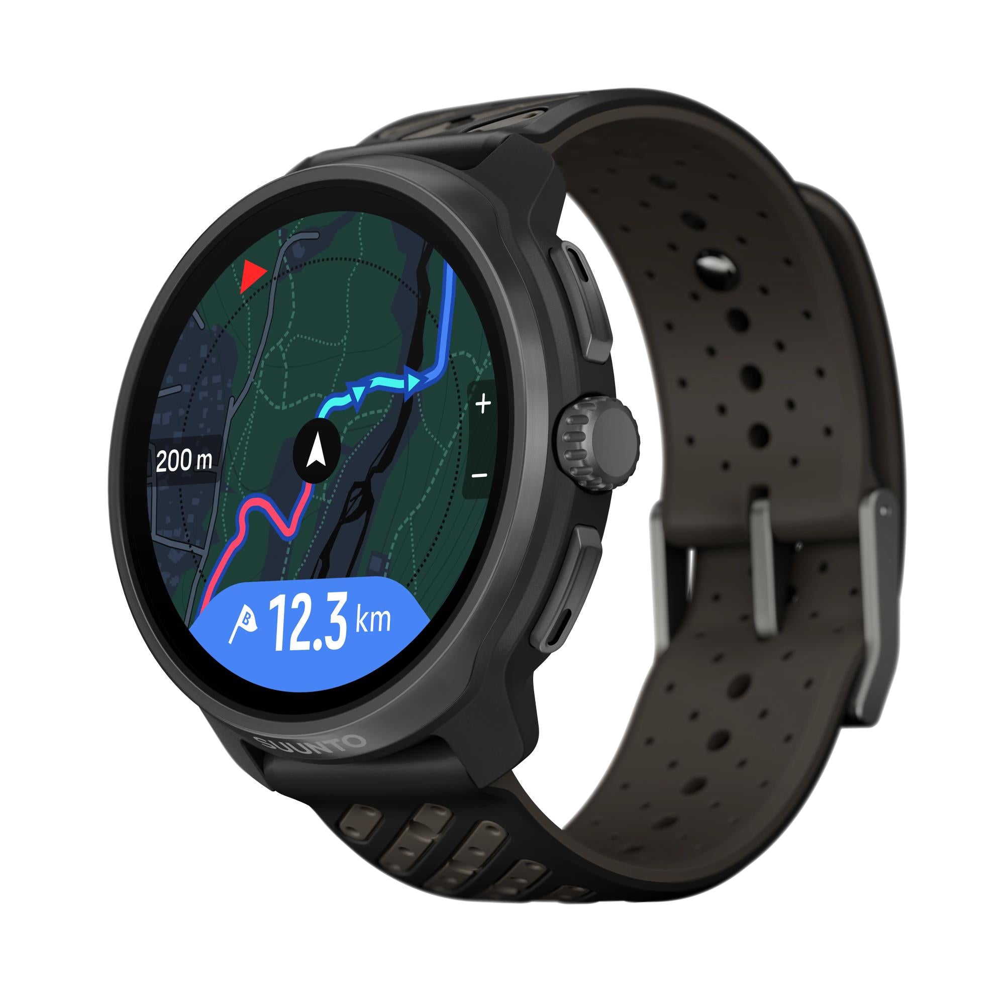Suunto Race 2 Titanium Black AMOLED Digital Silicone Strap Unisex Smart Fitness Watch SS051202000