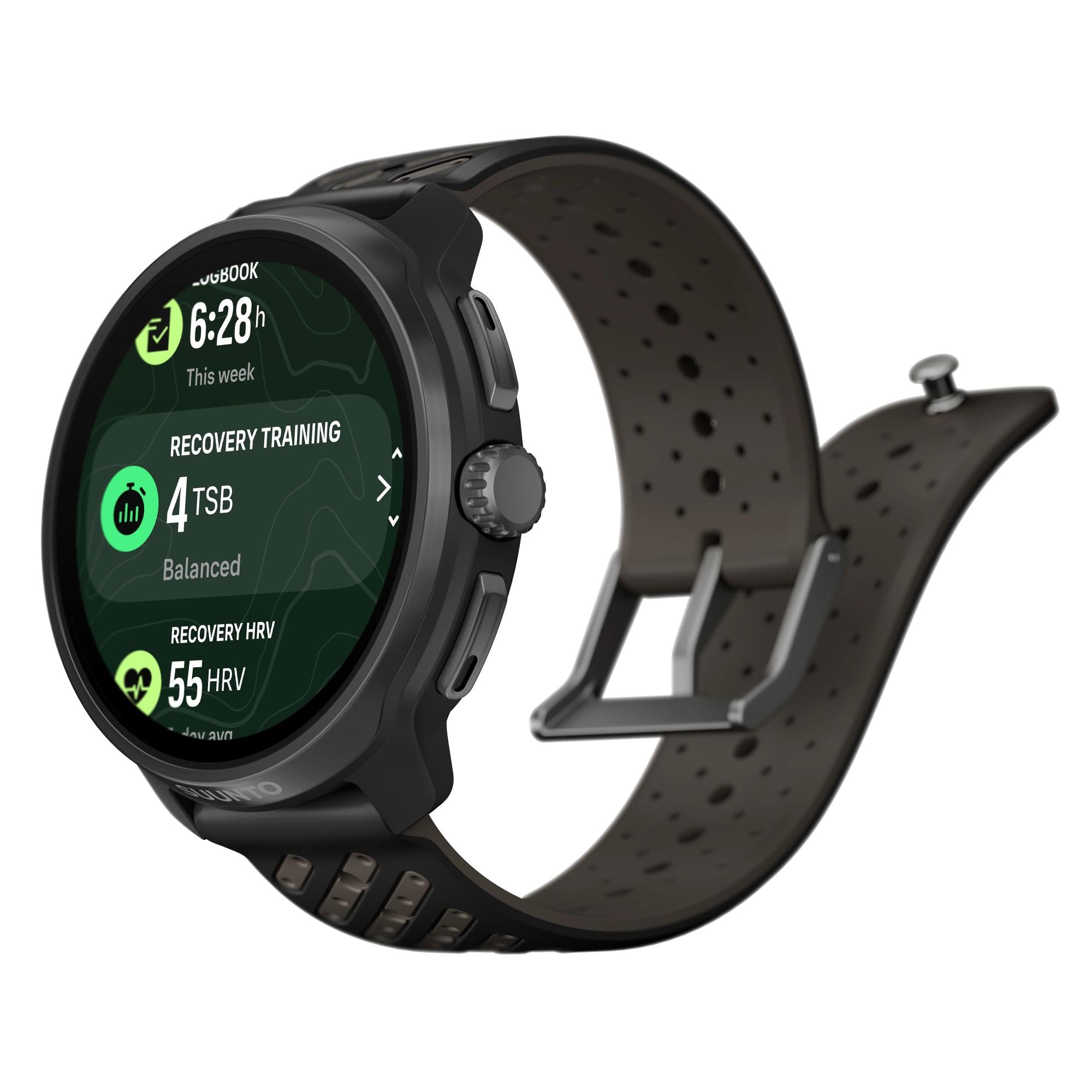 Suunto Race 2 Titanium Black AMOLED Digital Silicone Strap Unisex Smart Fitness Watch SS051202000