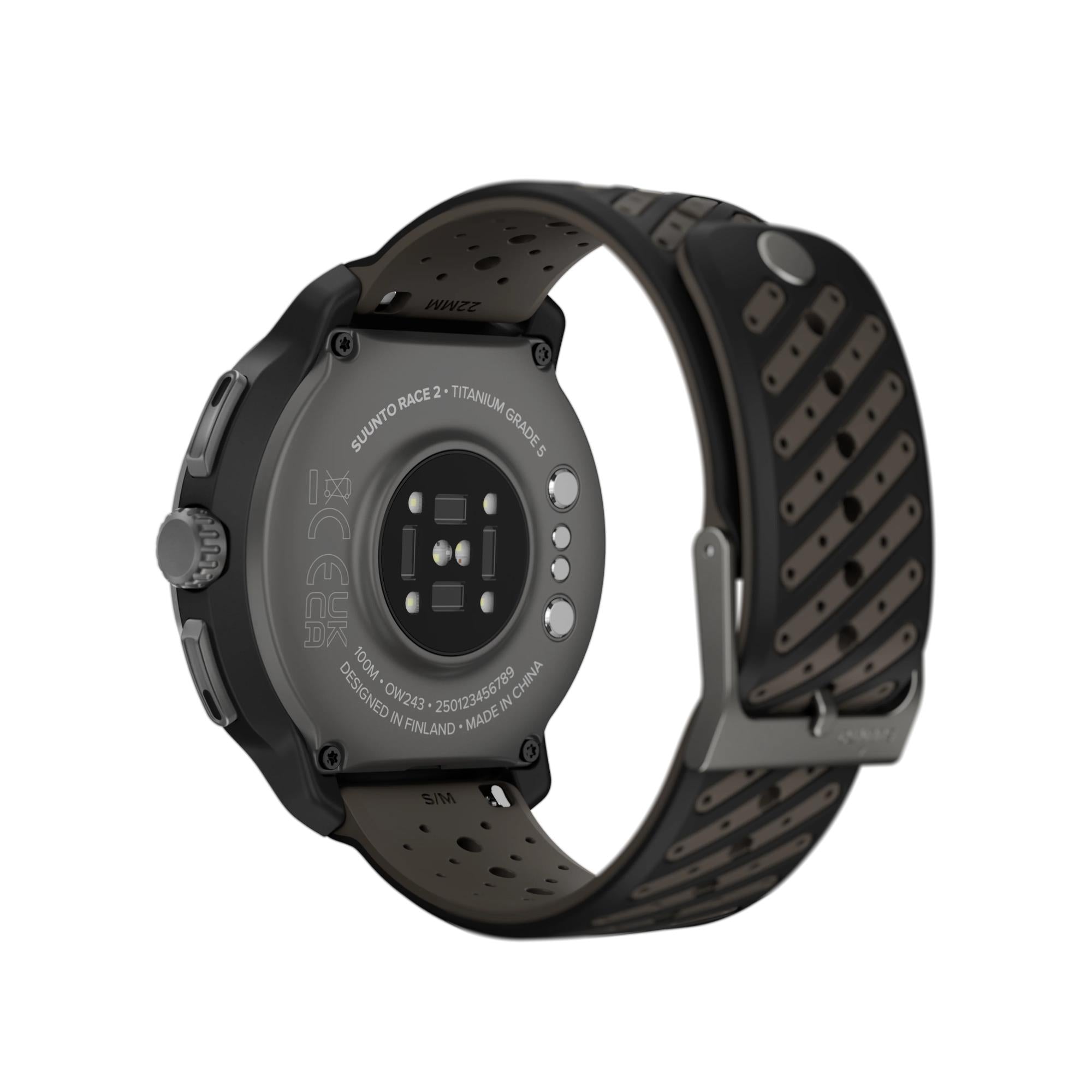 Suunto Race 2 Titanium Black AMOLED Digital Silicone Strap Unisex Smart Fitness Watch SS051202000