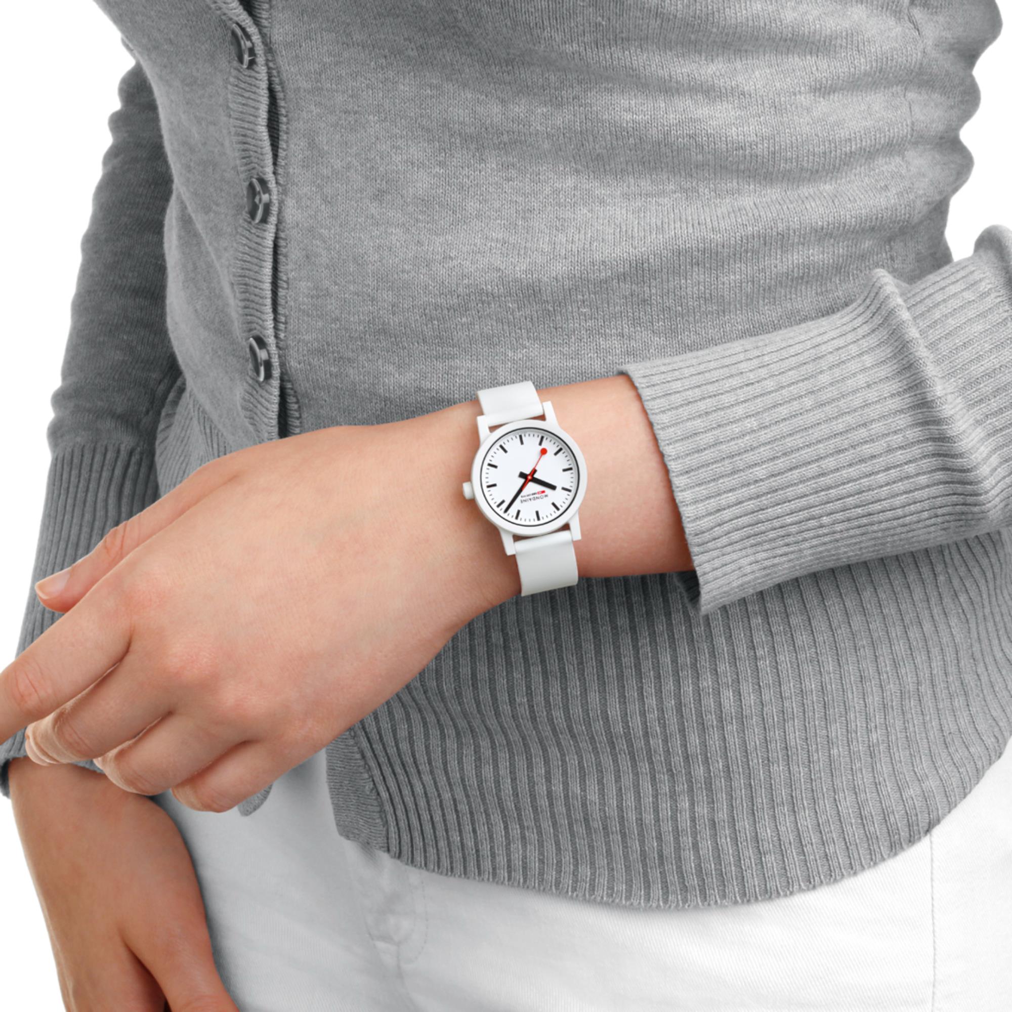 Mondaine Essence Quartz White Dial Silicone Strap Women's Watch MS1.32110.RA