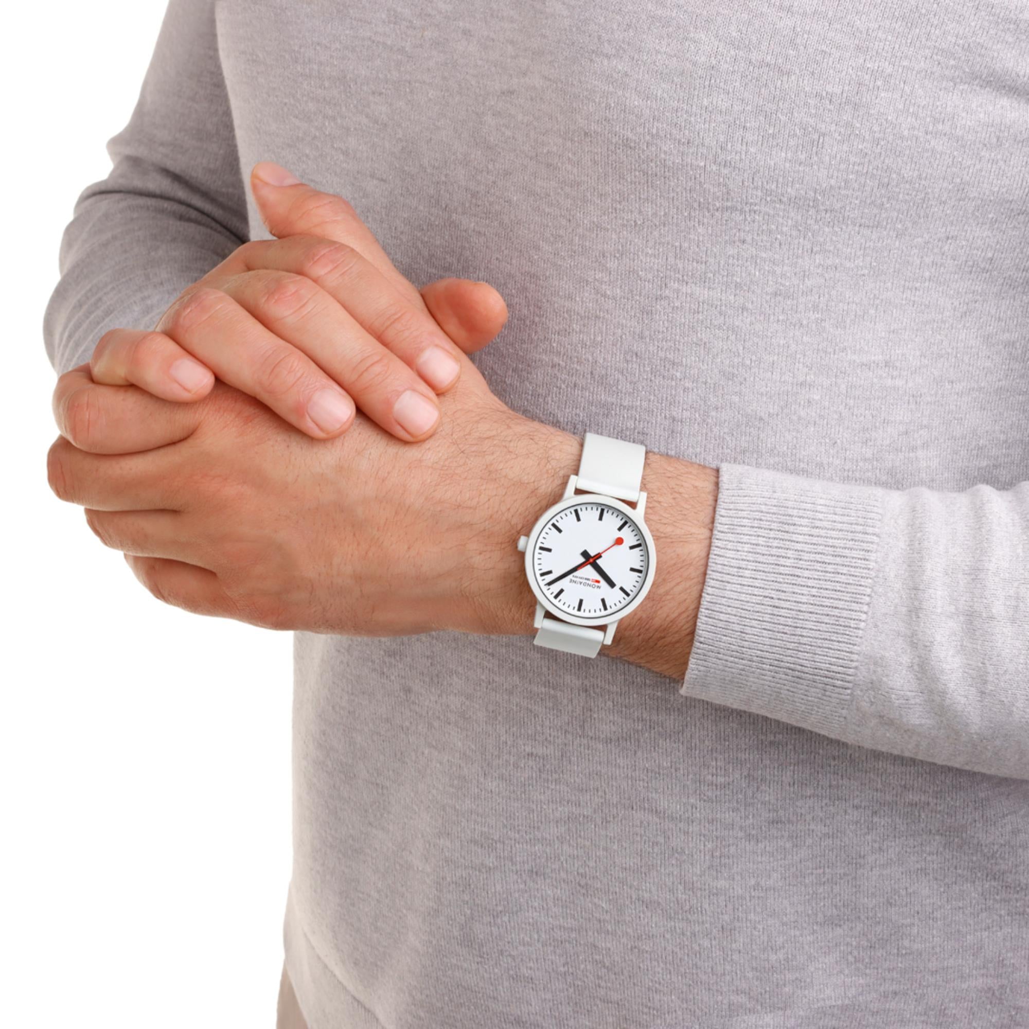 Mondaine Essence Quartz White Dial Silicone Strap Men's Watch MS1.41110.RA