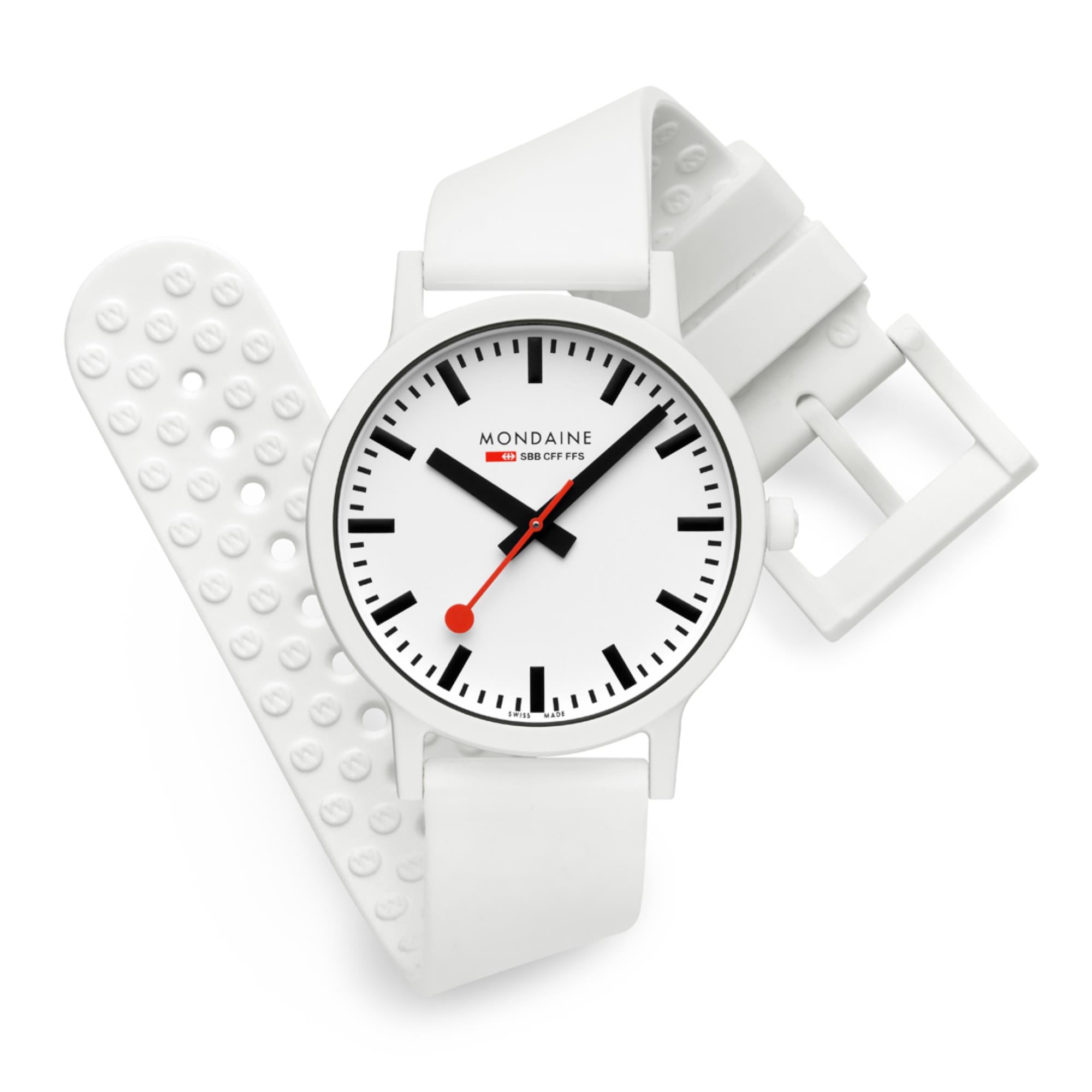 Mondaine Essence Quartz White Dial Silicone Strap Men's Watch MS1.41110.RA