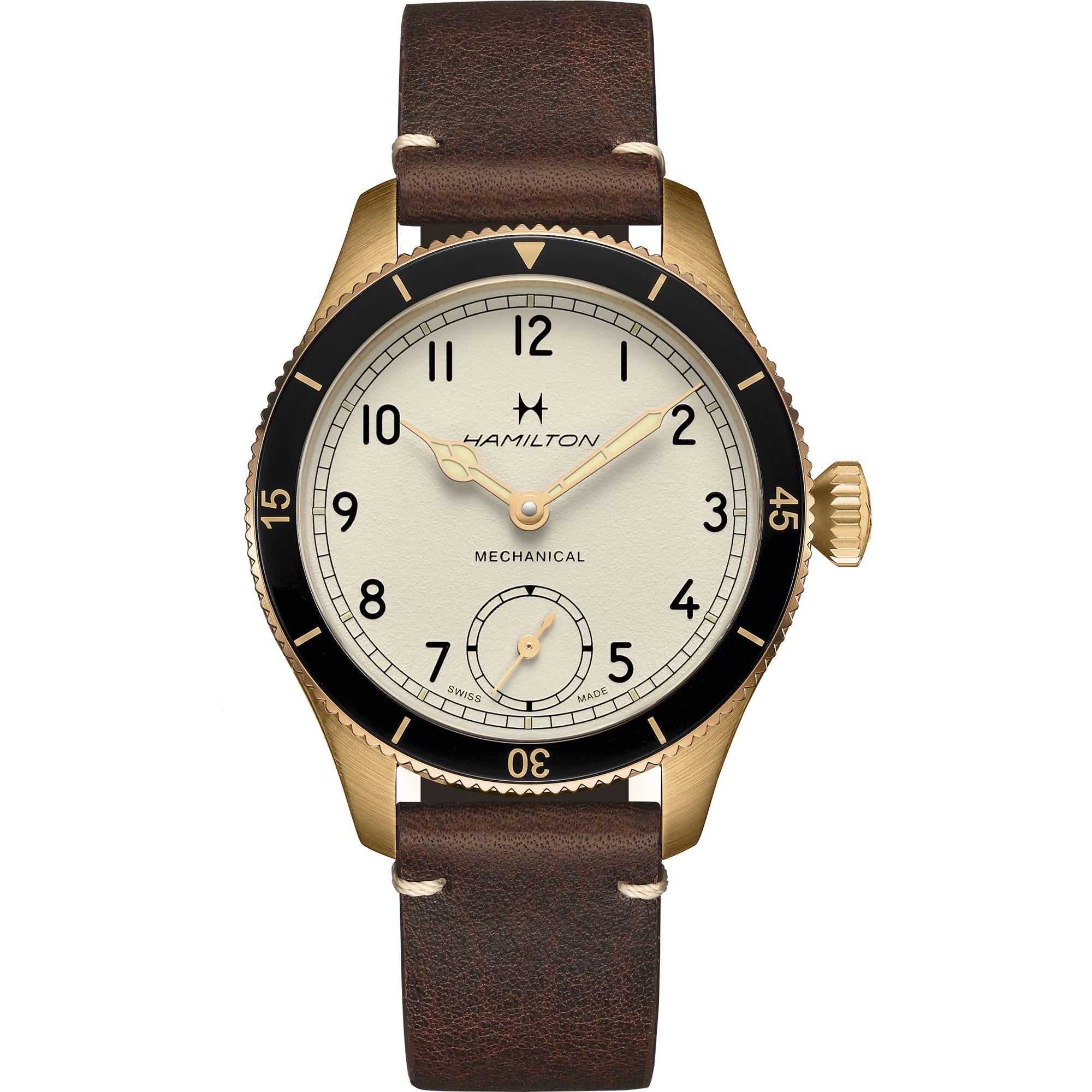 Hamilton Khaki Aviation Pilot Pioneer Mechanical White Dial Leather Strap Men's Watch H76709510