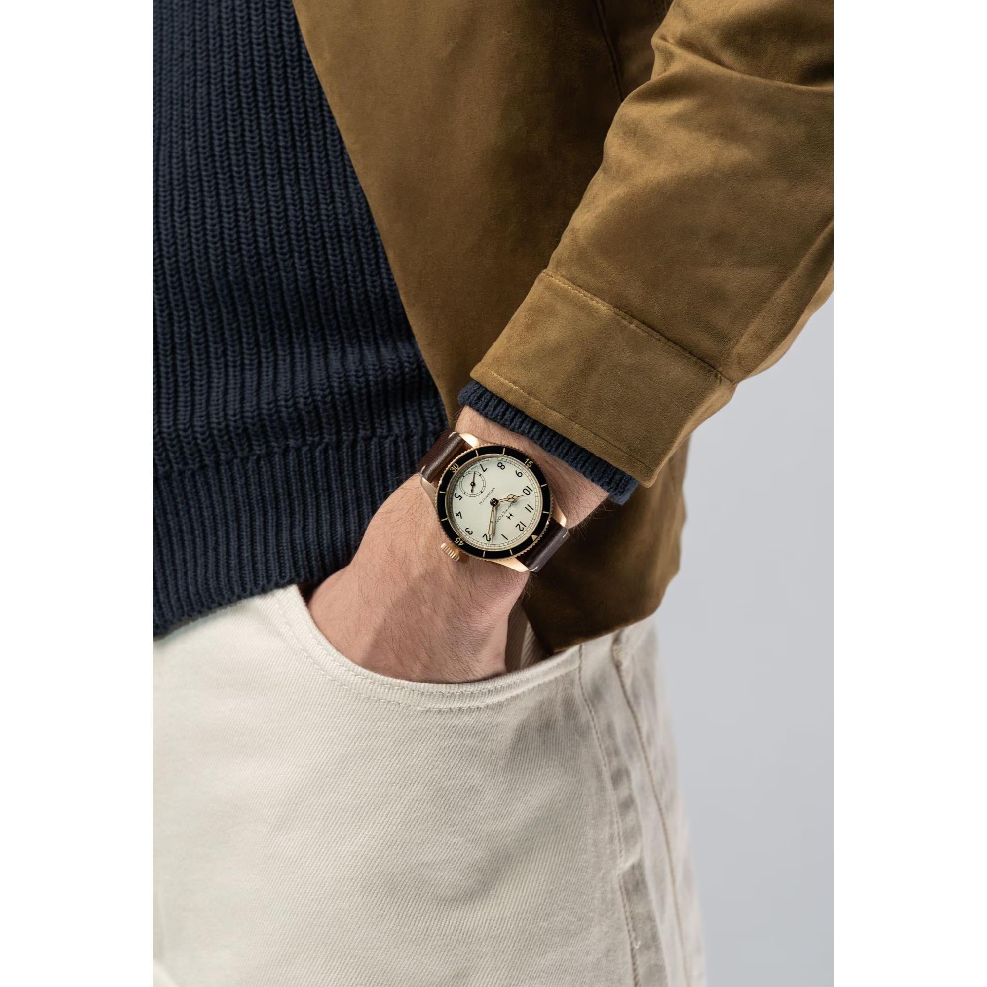 Hamilton Khaki Aviation Pilot Pioneer Mechanical White Dial Leather Strap Men's Watch H76709510