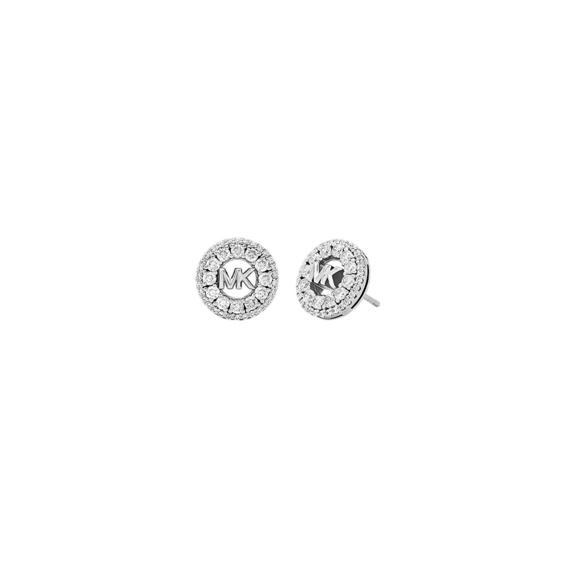 Michael Kors Rhodium-Plated Sterling Silver Pavé Logo Stud Women's Earrings MKC1827040