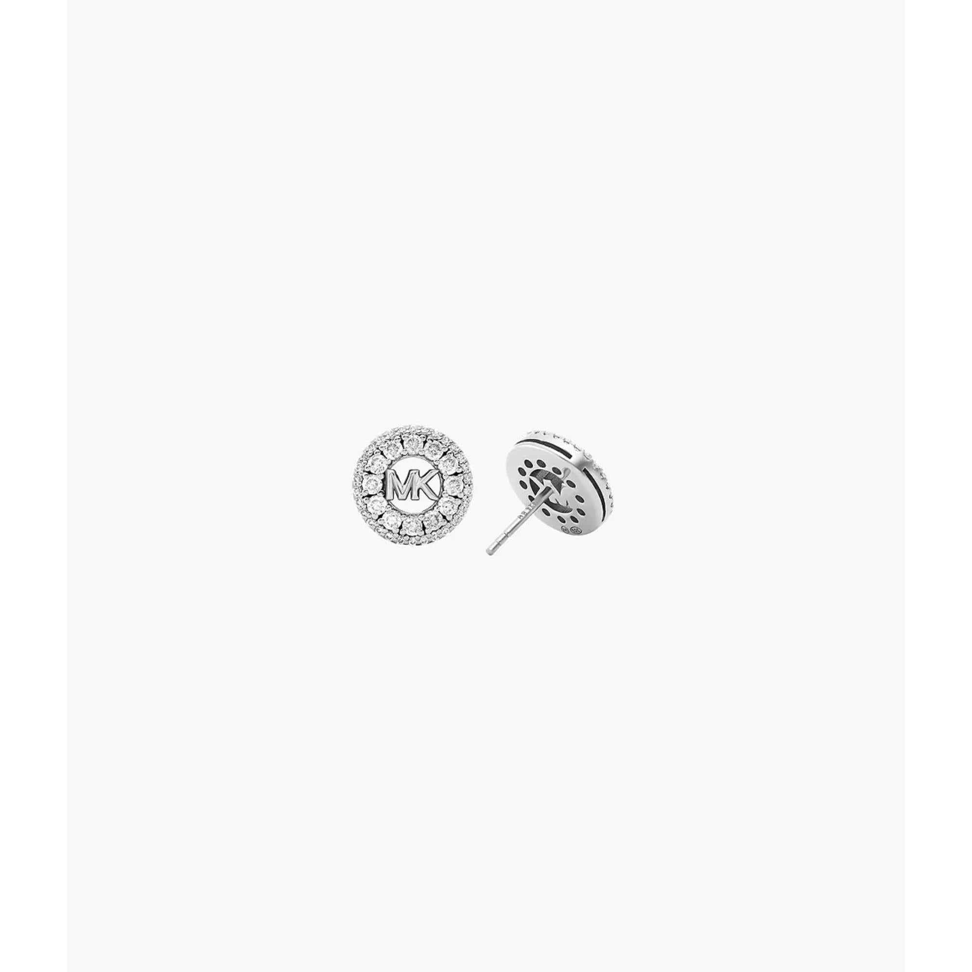 Michael Kors Rhodium-Plated Sterling Silver Pavé Logo Stud Women's Earrings MKC1827040