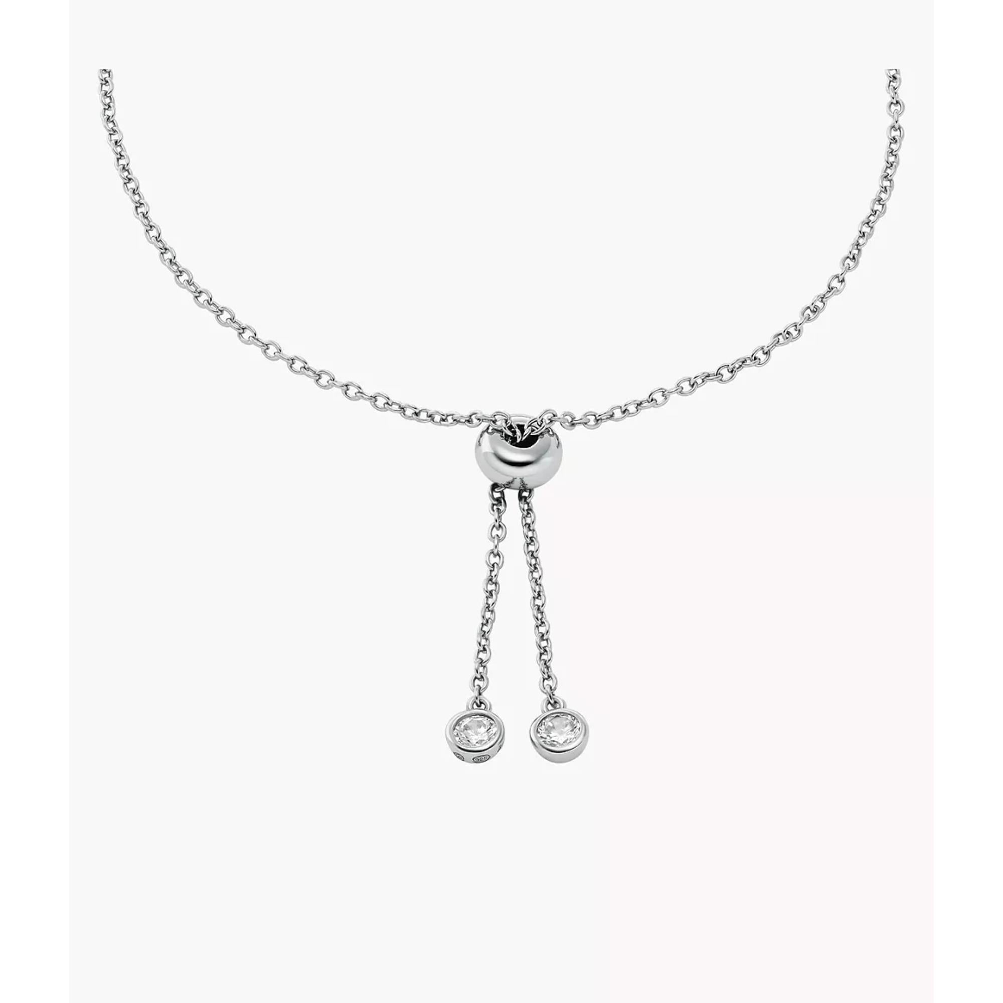 Michael Kors Rhodium-Plated Sterling Silver Pavé Logo Slider Women's Bracelet MKC1828040