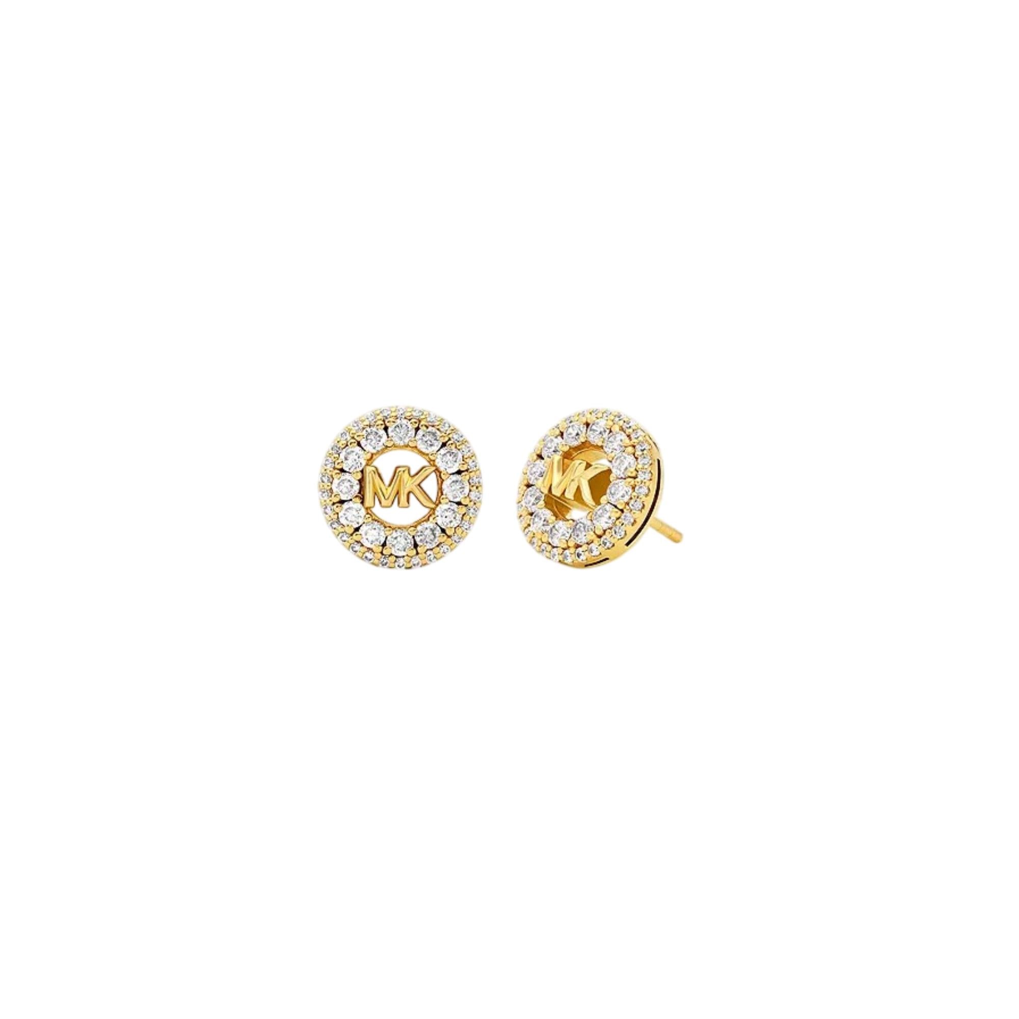 Michael Kors 14k Gold-Plated Sterling Silver Pavé Logo Stud Women's Earrings MKC1827710