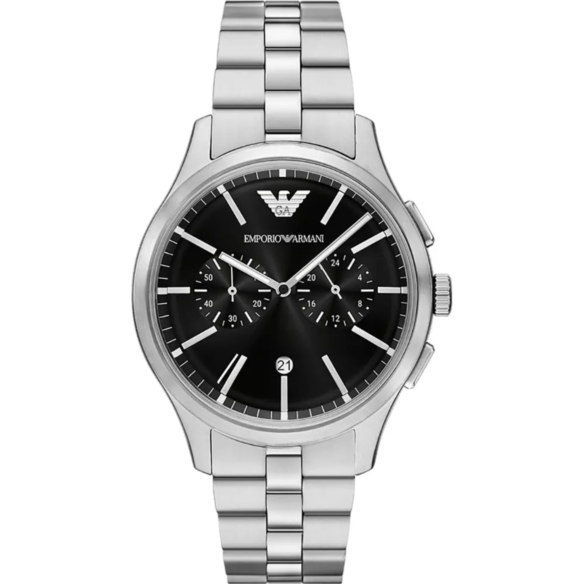 Emporio Armani Dario Chronograph Quartz Black Dial Steel Strap Men's Watch AR11691