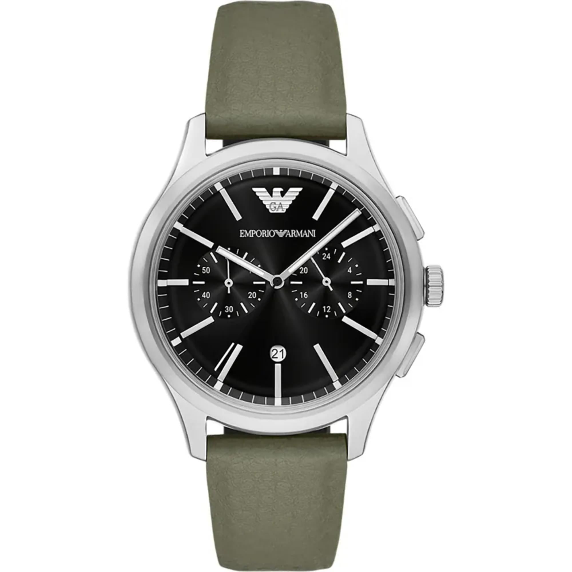 Emporio Armani Dario Chronograph Black Dial Rubber Strap Men's Watch AR11693