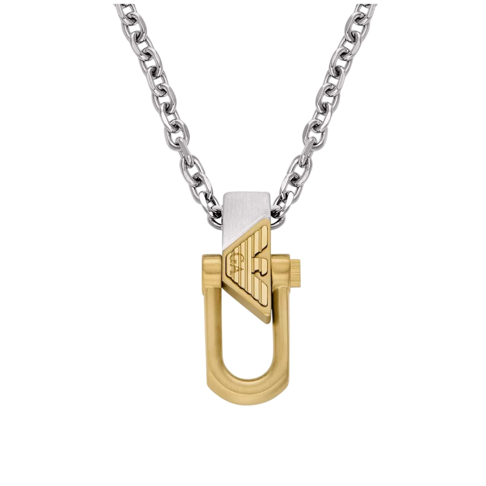 Emporio Armani Two-Tone Stainless Steel Pendant Men's Necklace EGS3243040