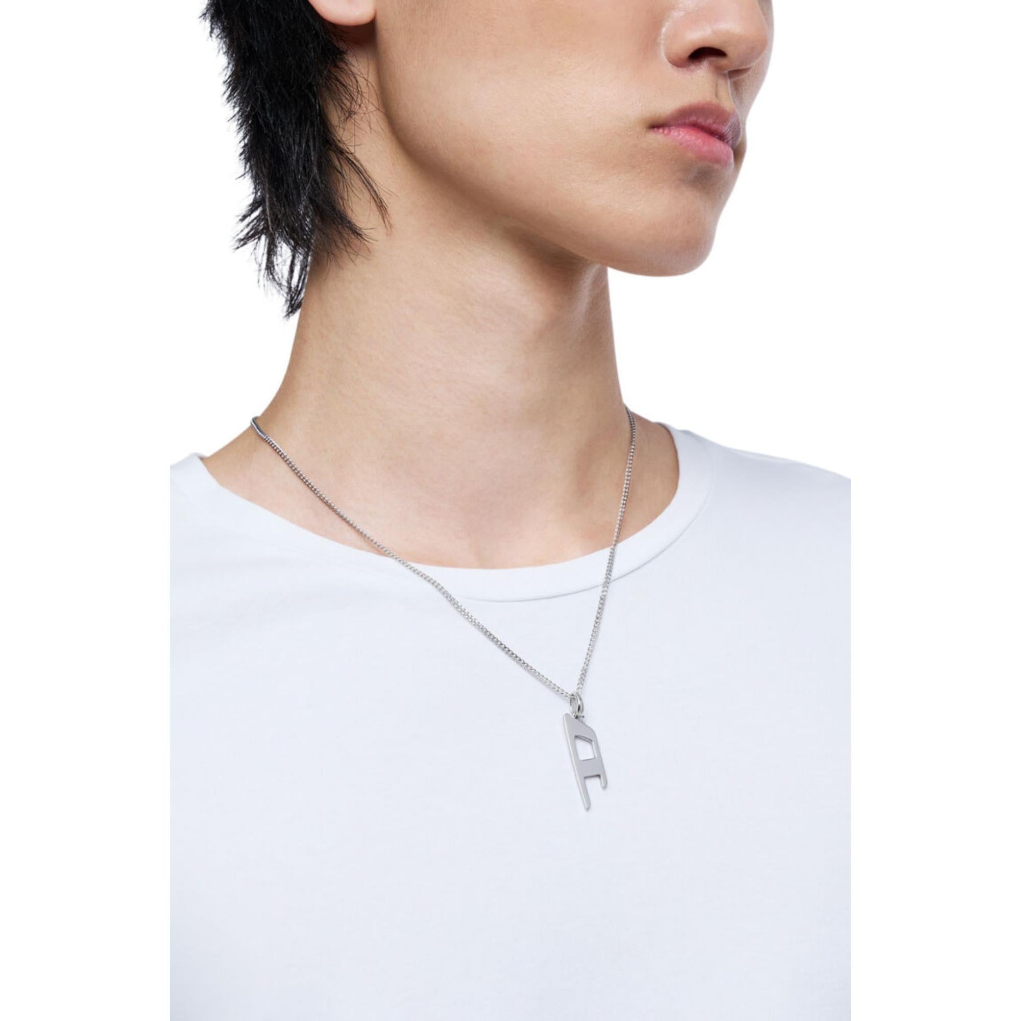 Diesel Stainless Steel D Logo Pendant Unisex Necklace DX1625040