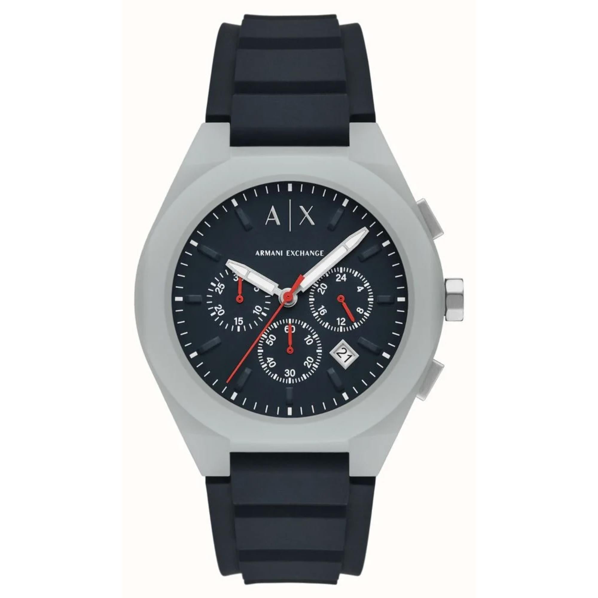Armani Exchange Sync Chronograph Quartz Blue Dial Silicone Strap Men's Watch AX4172