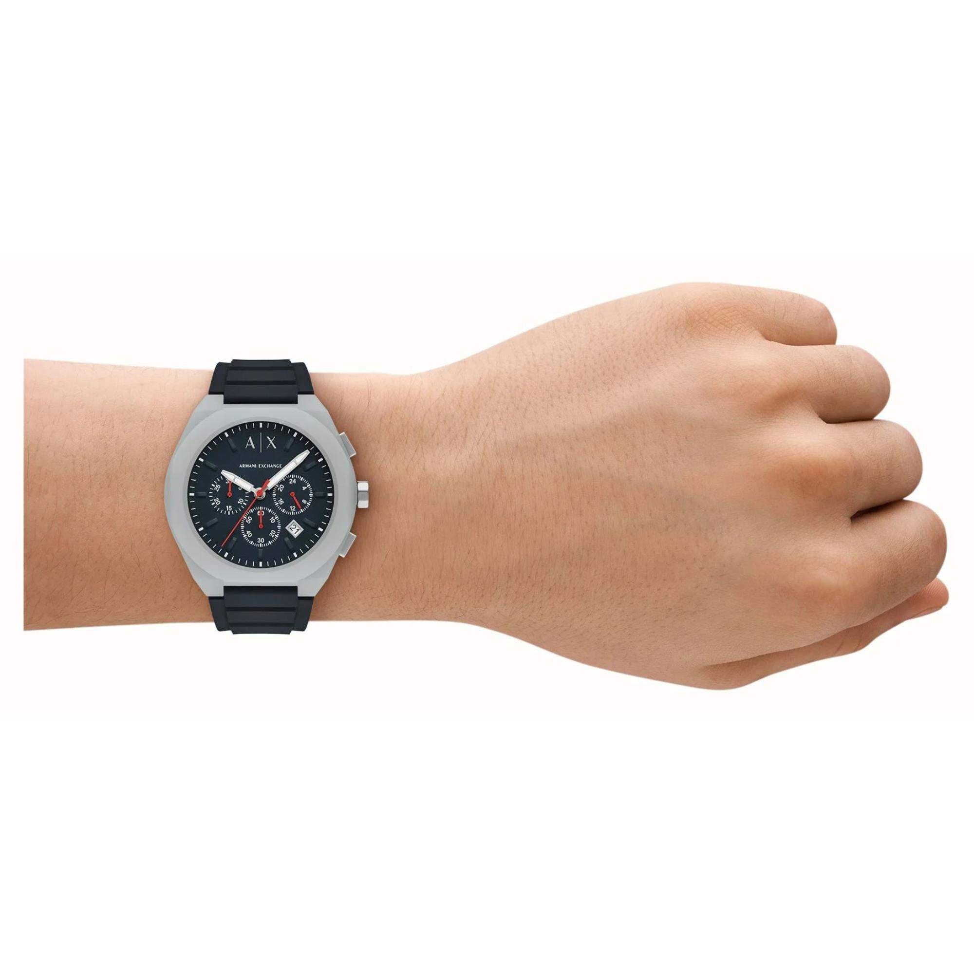 Armani Exchange Sync Chronograph Quartz Blue Dial Silicone Strap Men's Watch AX4172