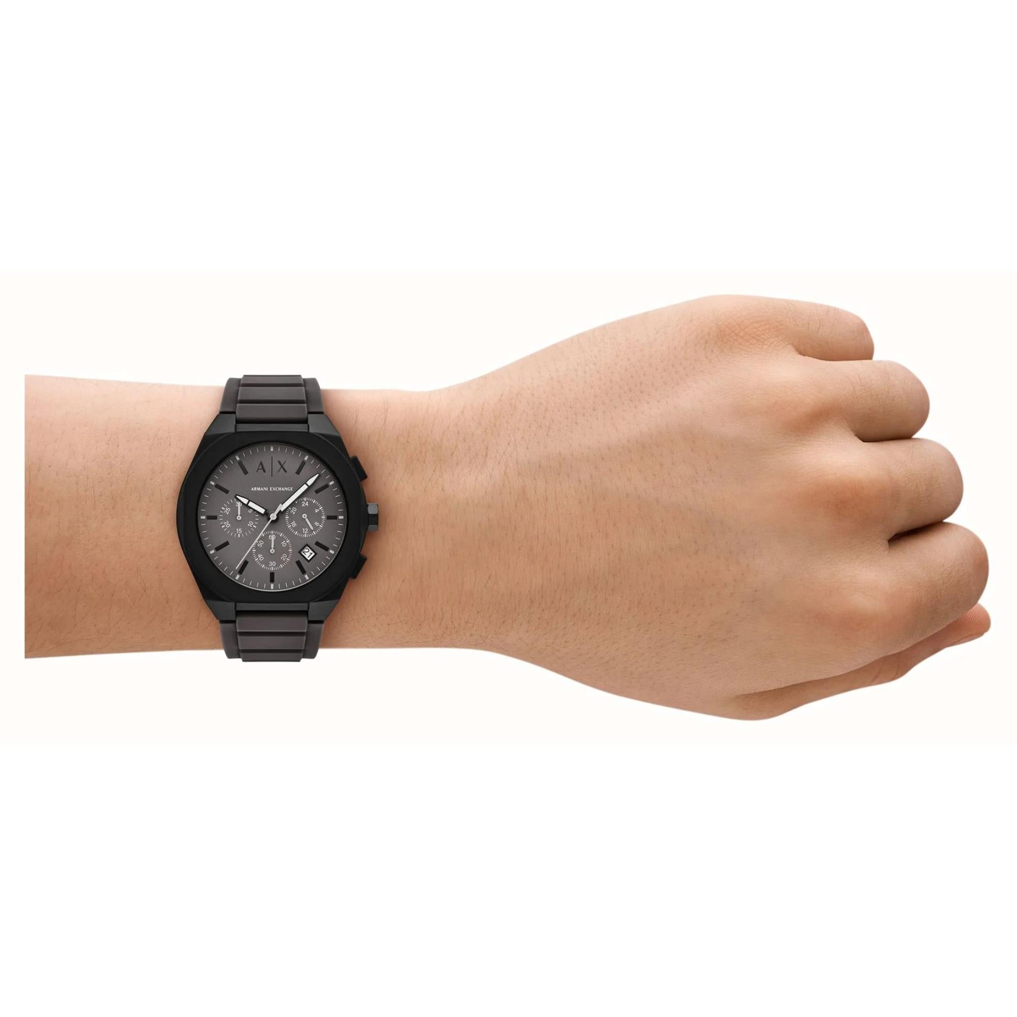 Armani Exchange Sync Chronograph Quartz Grey Dial Silicone Strap Men's Watch AX4191