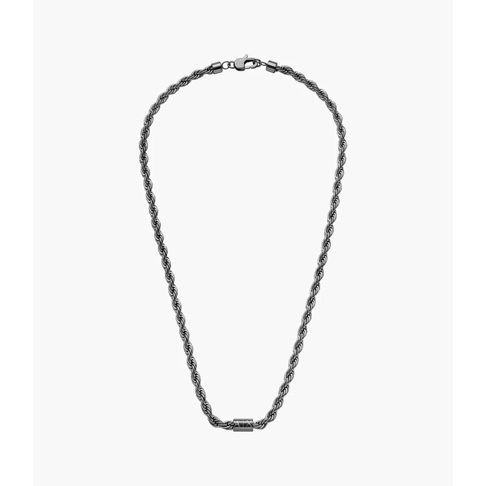 Armani Exchange Gunmetal Stainless Steel Chain Unisex Necklace AXG0163060