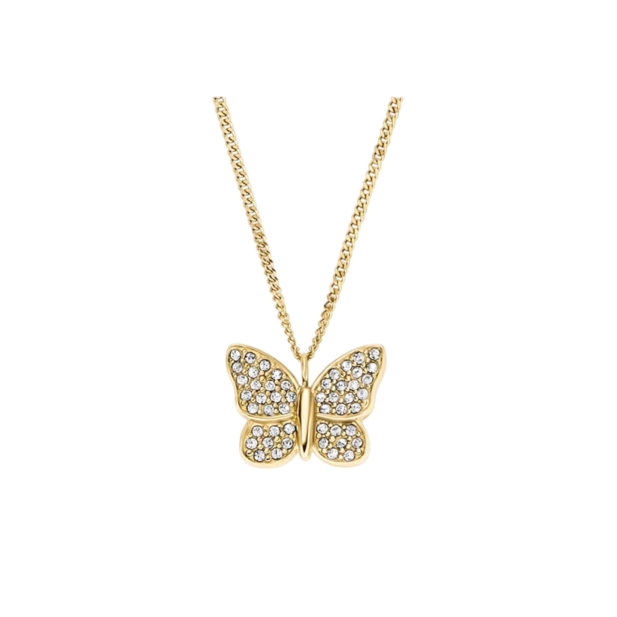 Fossil Sutton Pavé Butterfly Gold-Tone Women's Necklace JF04920710