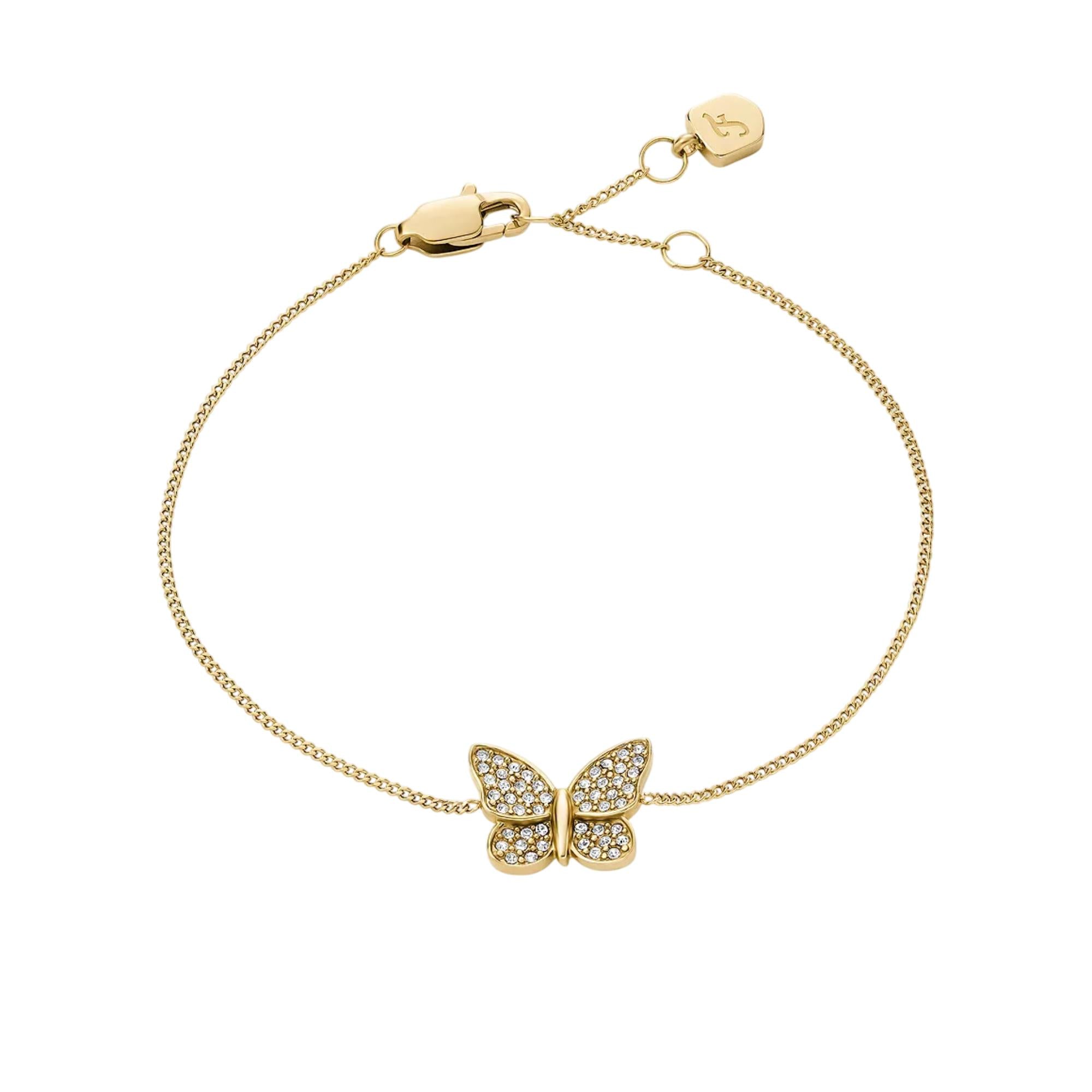 Fossil Sutton Pavé Butterfly Gold-Tone Stainless Steel Women's Bracelet JF04921710