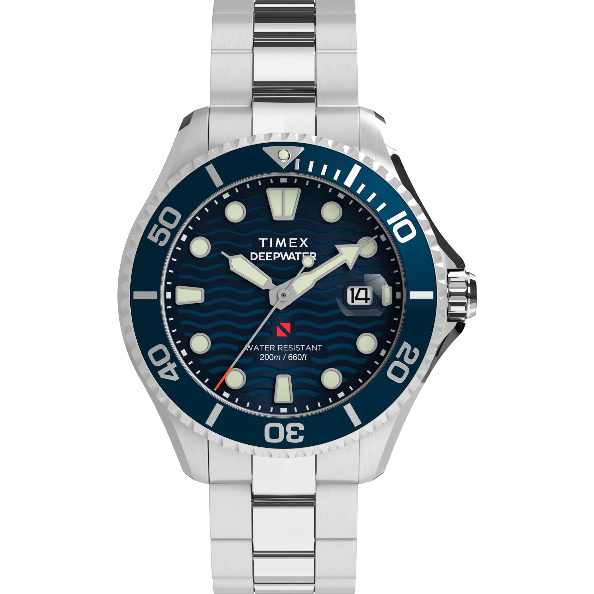 Timex Deepwater Meridian Quartz Blue Dial Steel Strap Men's Watch TW2W81900