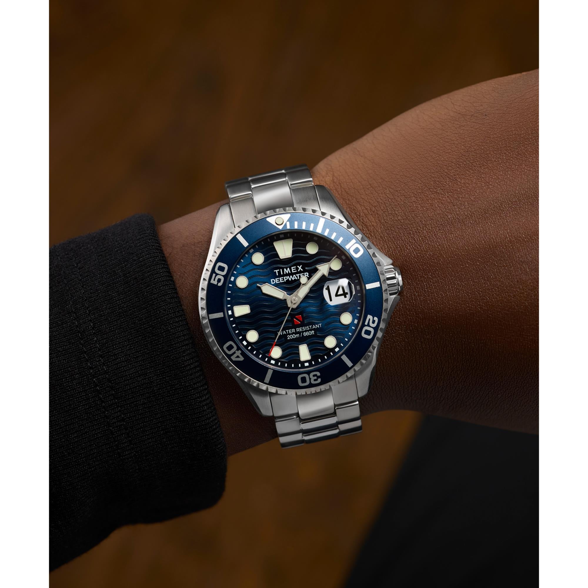 Timex Deepwater Meridian Quartz Blue Dial Steel Strap Men's Watch TW2W81900