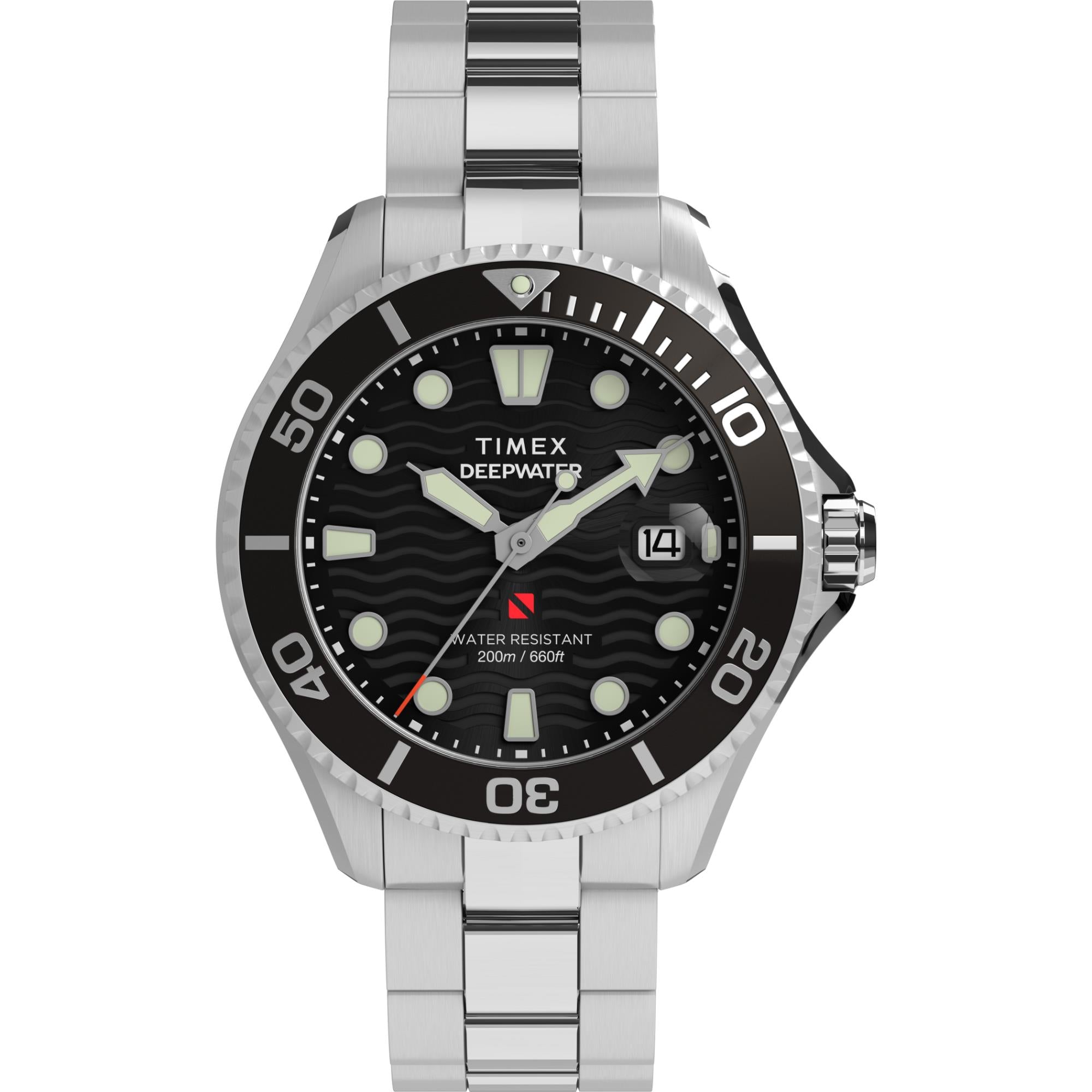 Timex Deepwater Meridian Quartz Black Dial Steel Strap Men's Watch TW2W82000