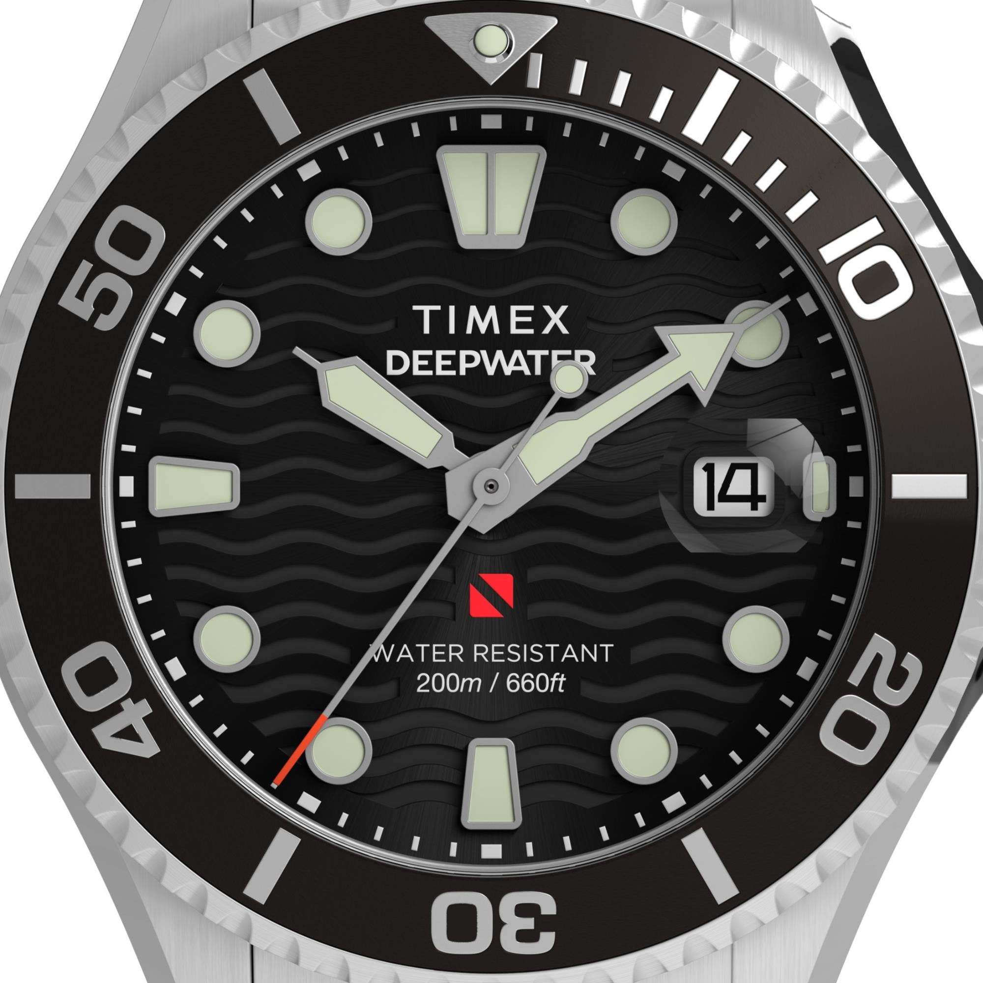 Timex Deepwater Meridian Quartz Black Dial Steel Strap Men's Watch TW2W82000