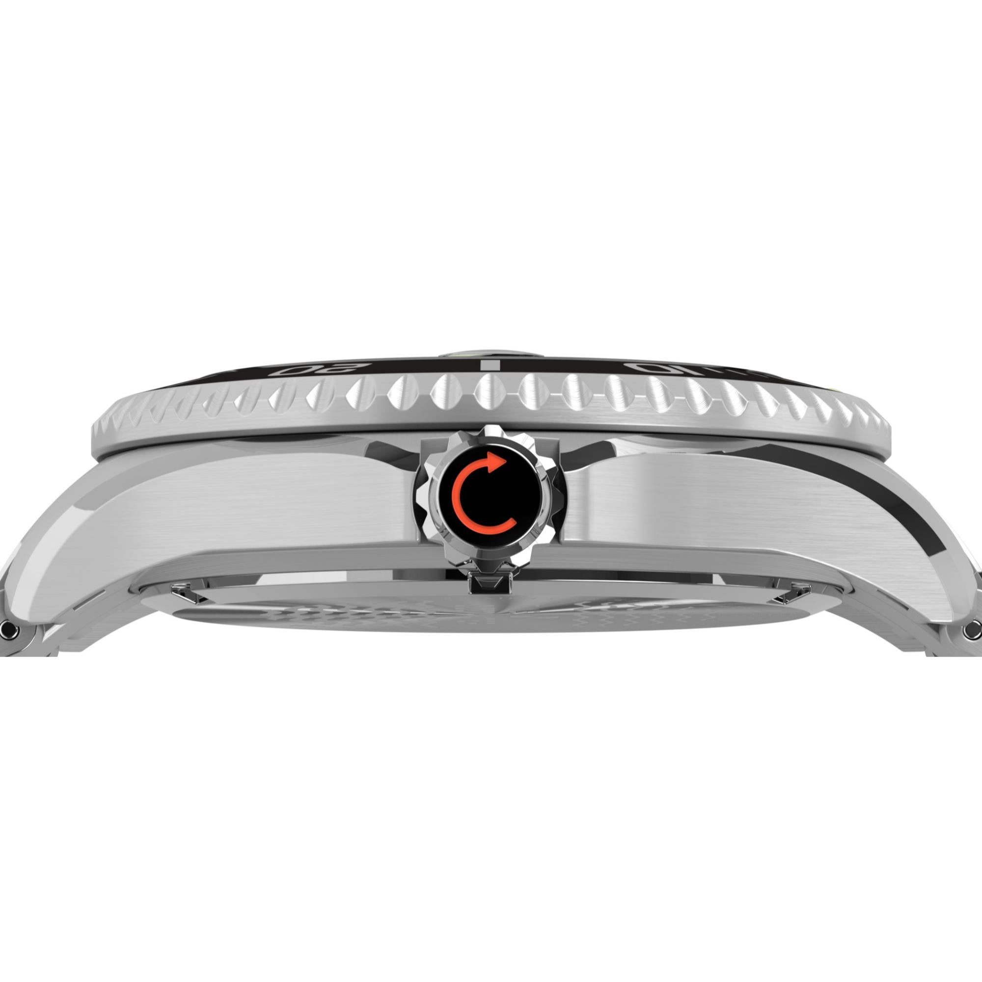 Timex Deepwater Meridian Quartz Black Dial Steel Strap Men's Watch TW2W82000