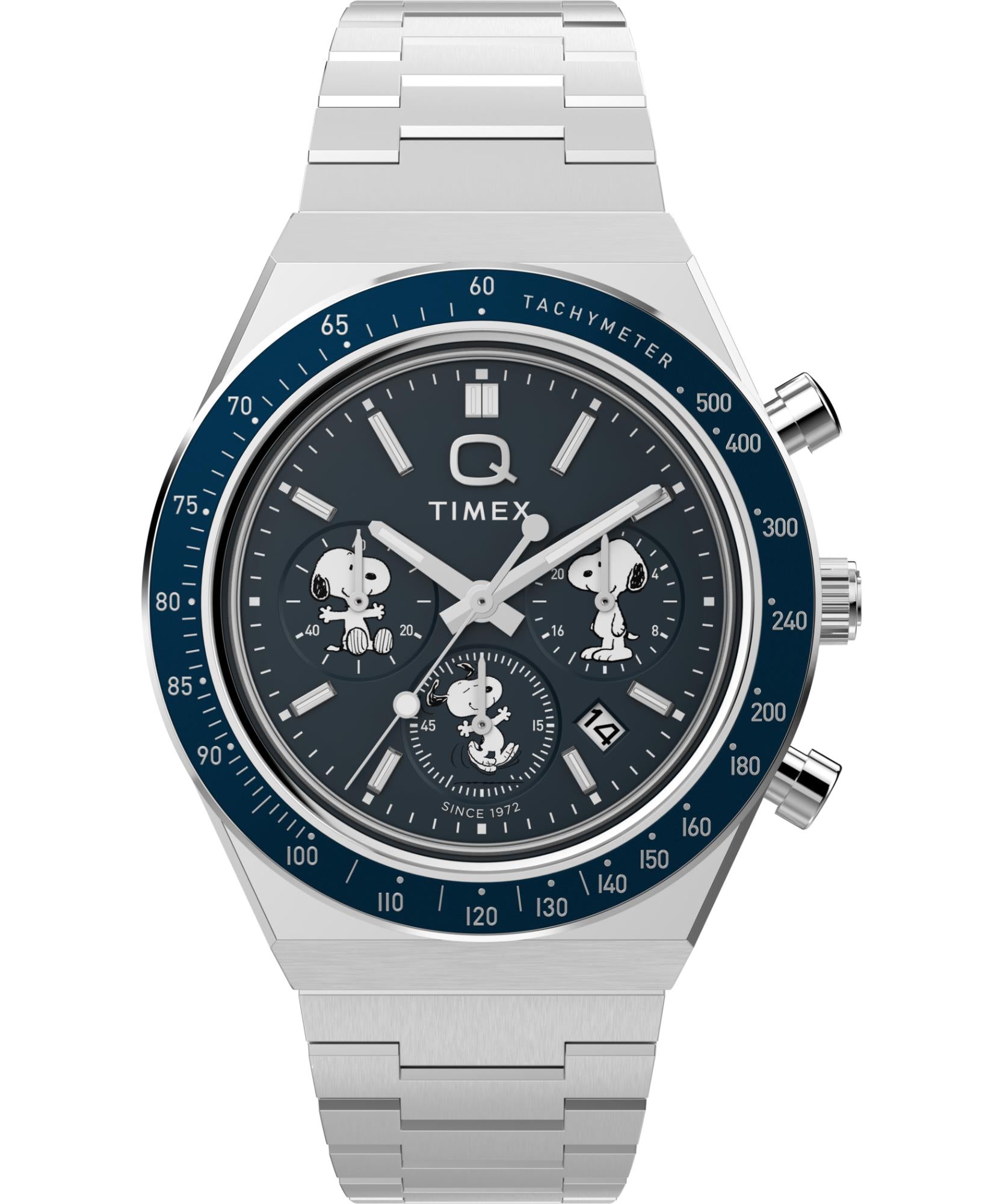 Timex X Peanuts Chronograph Blue Dial Steel Strap Men's Watch TW2Y45300