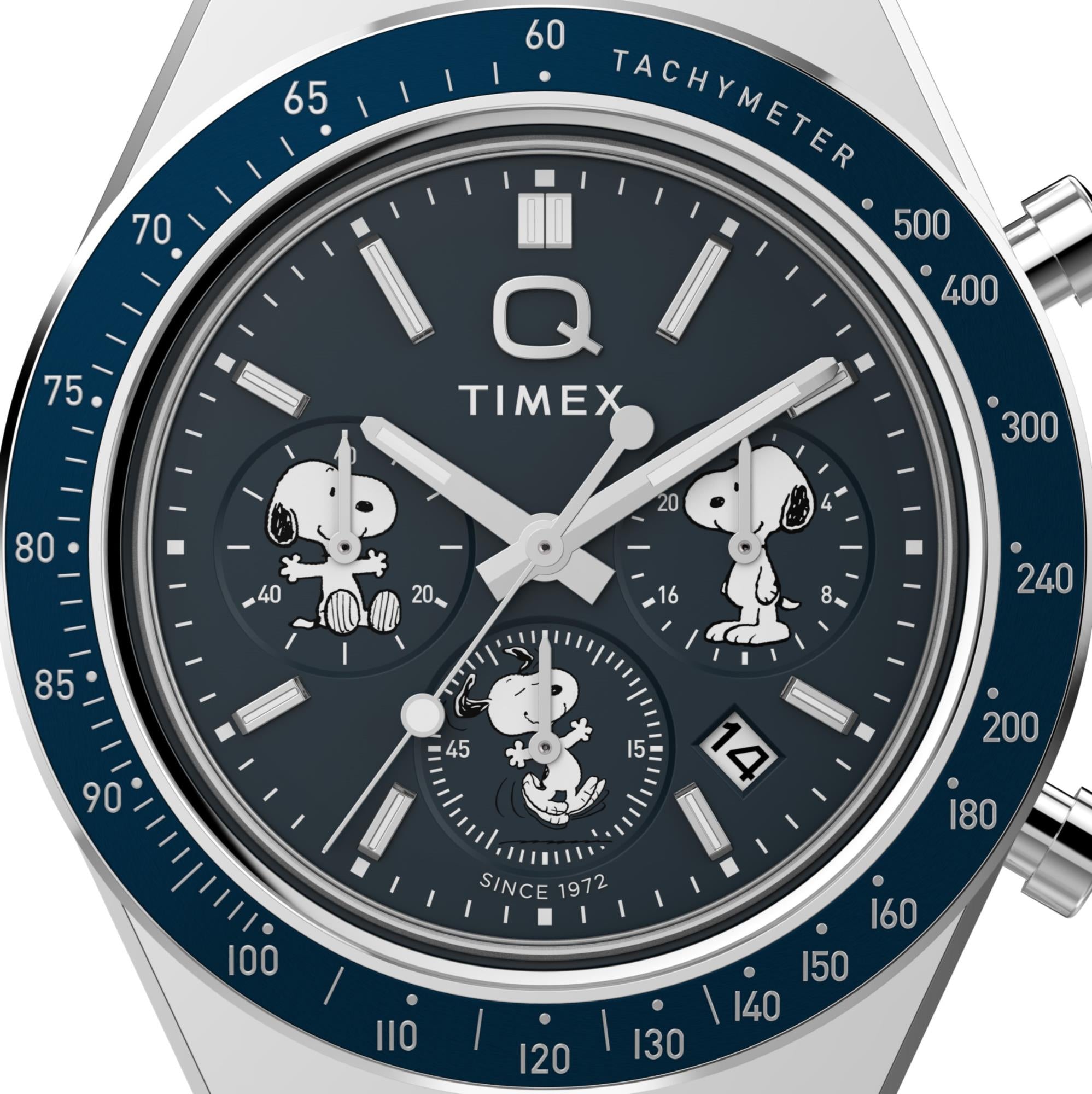 Timex X Peanuts Chronograph Blue Dial Steel Strap Men's Watch TW2Y45300