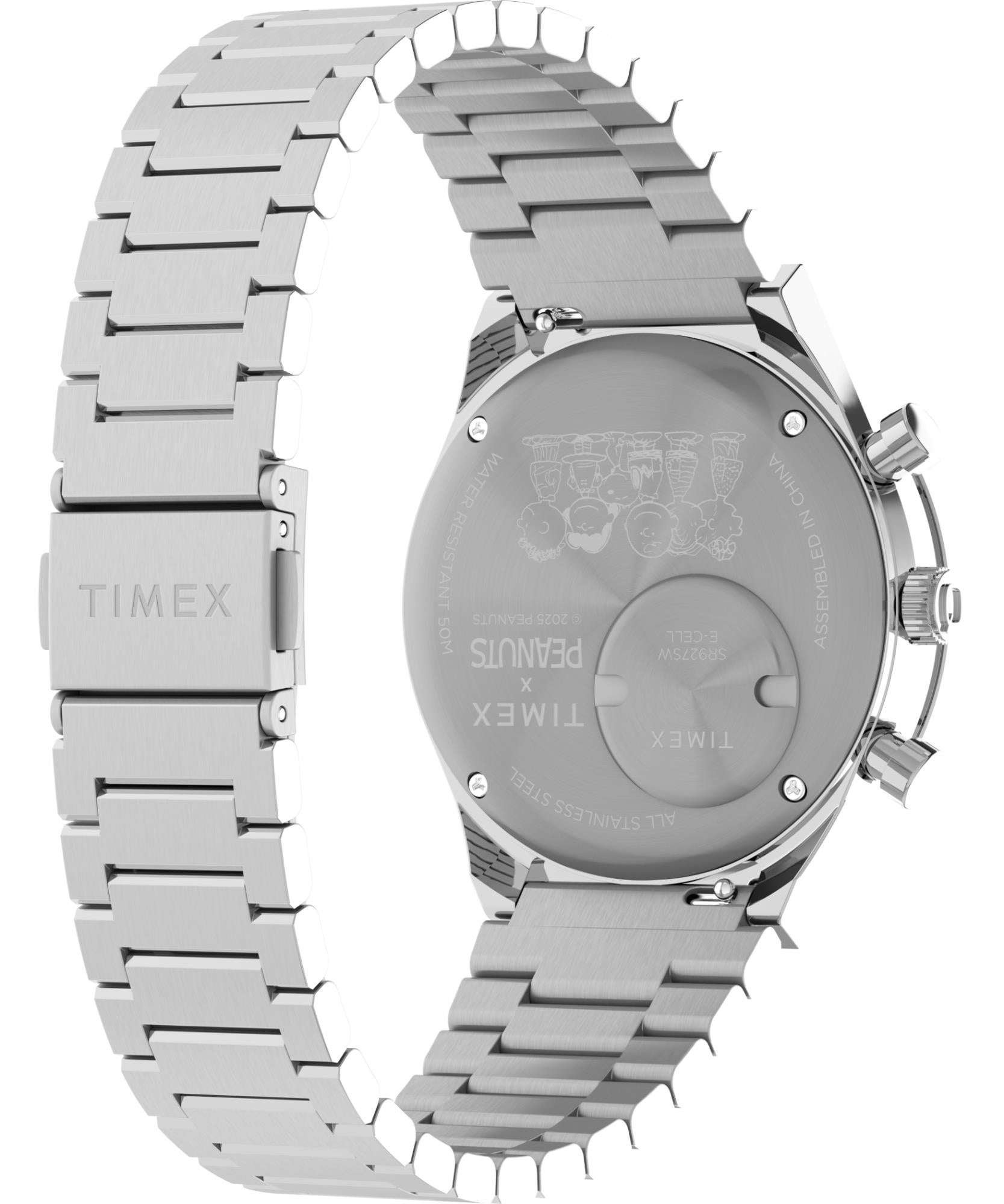 Timex X Peanuts Chronograph Blue Dial Steel Strap Men's Watch TW2Y45300