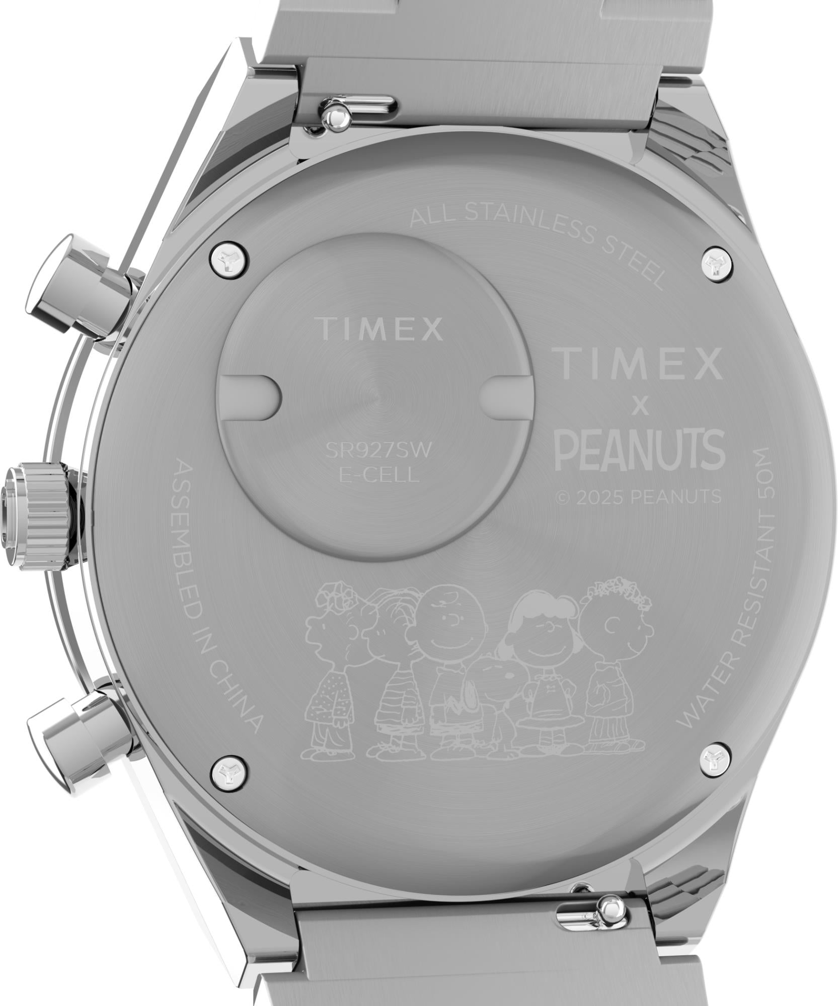 Timex X Peanuts Chronograph Blue Dial Steel Strap Men's Watch TW2Y45300