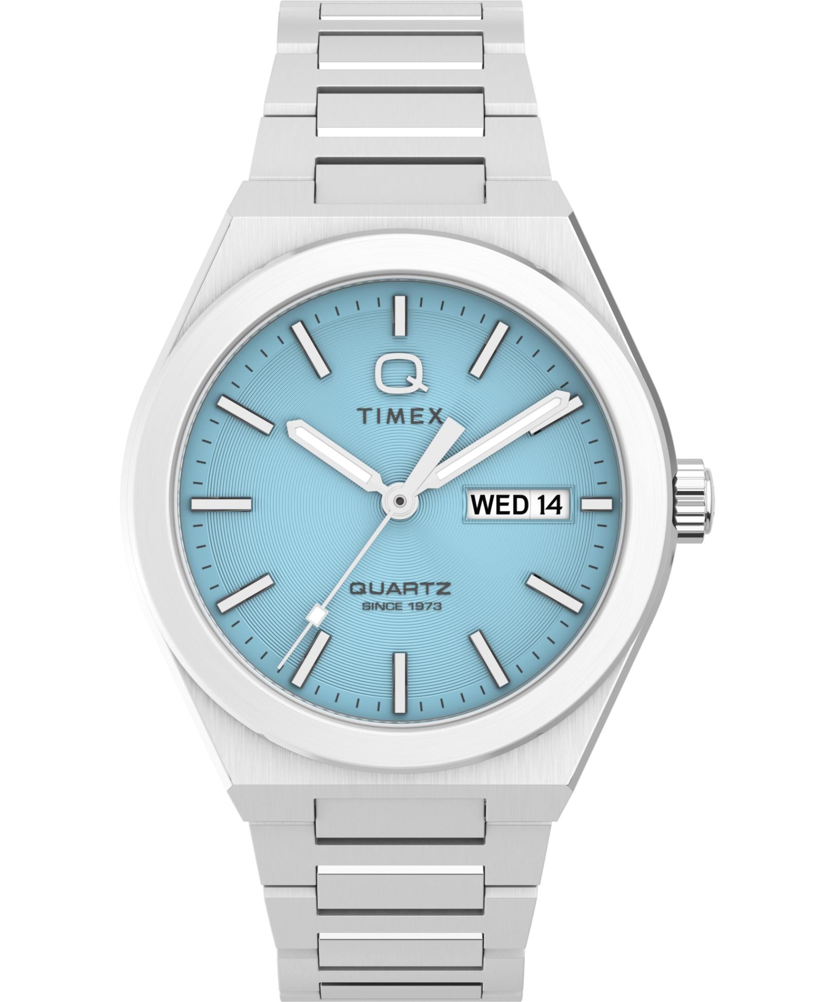 Timex Q Continental Quartz Blue Dial Steel Strap Men's Watch TW2Y35200