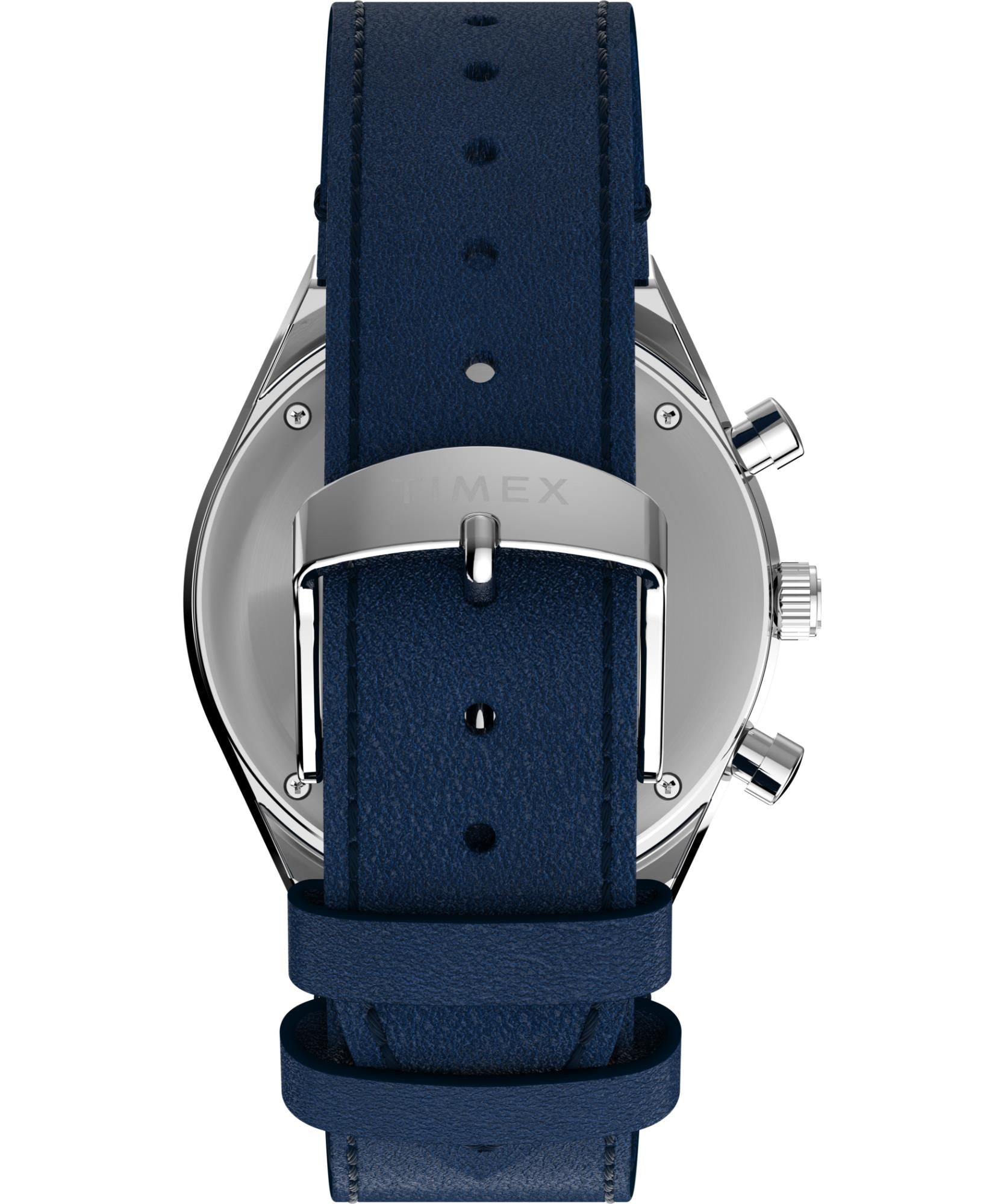 Timex Q Chronograph Quartz Blue Dial Leather Strap Men's Watch TW2Y36100