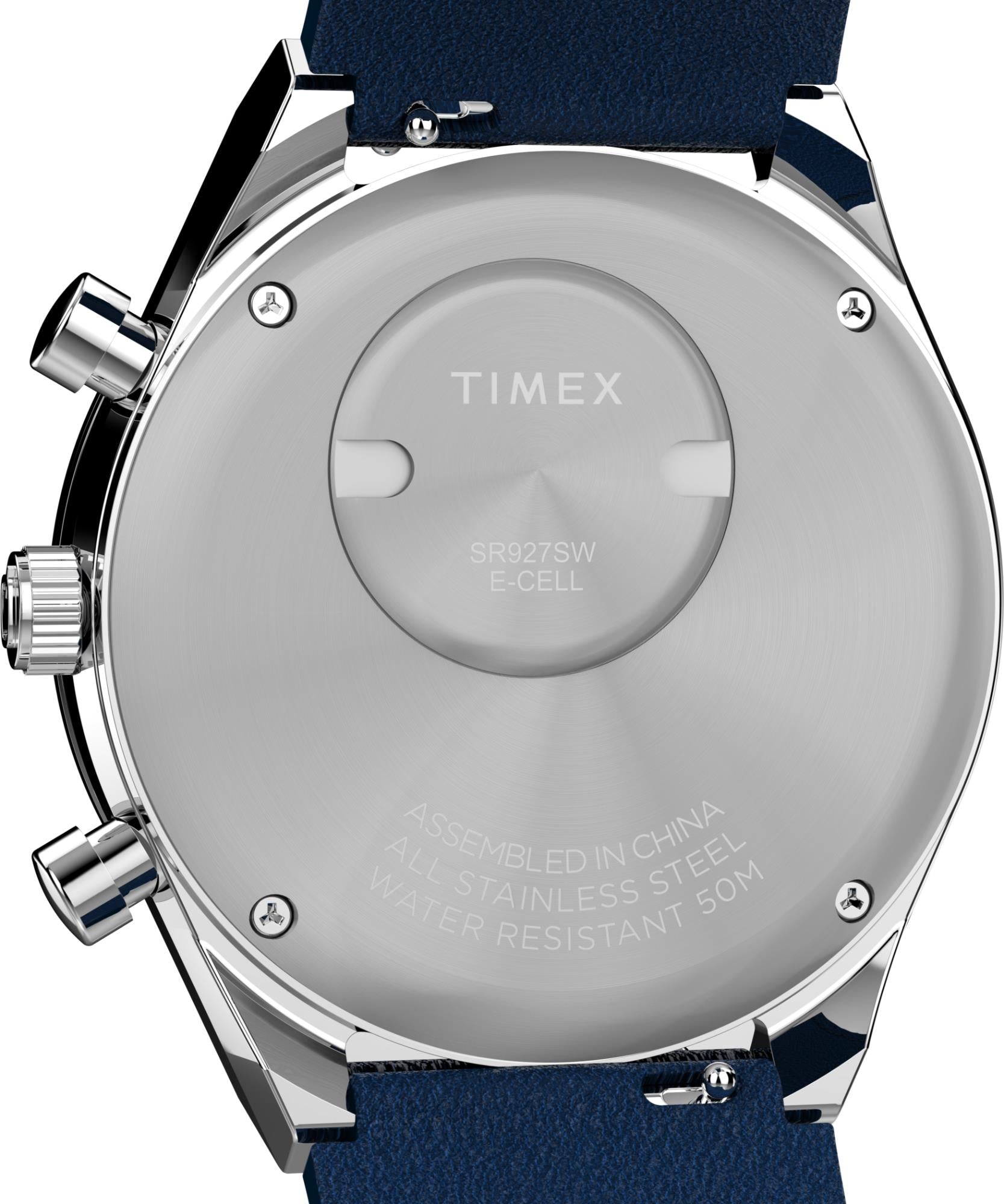 Timex Q Chronograph Quartz Blue Dial Leather Strap Men's Watch TW2Y36100