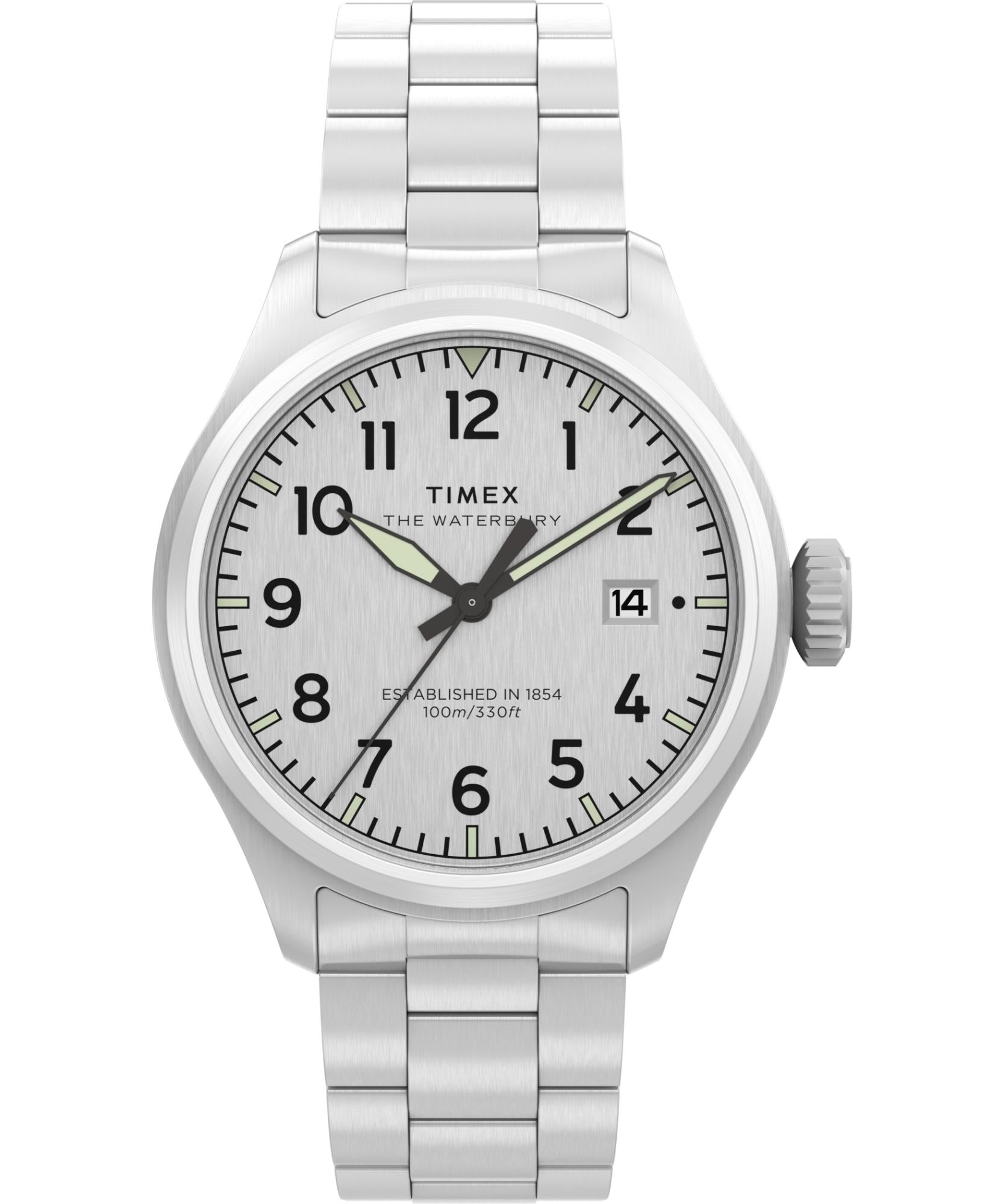 Timex Waterbury Ace Quartz Silver Dial Steel Strap Men's Watch TW2Y18800