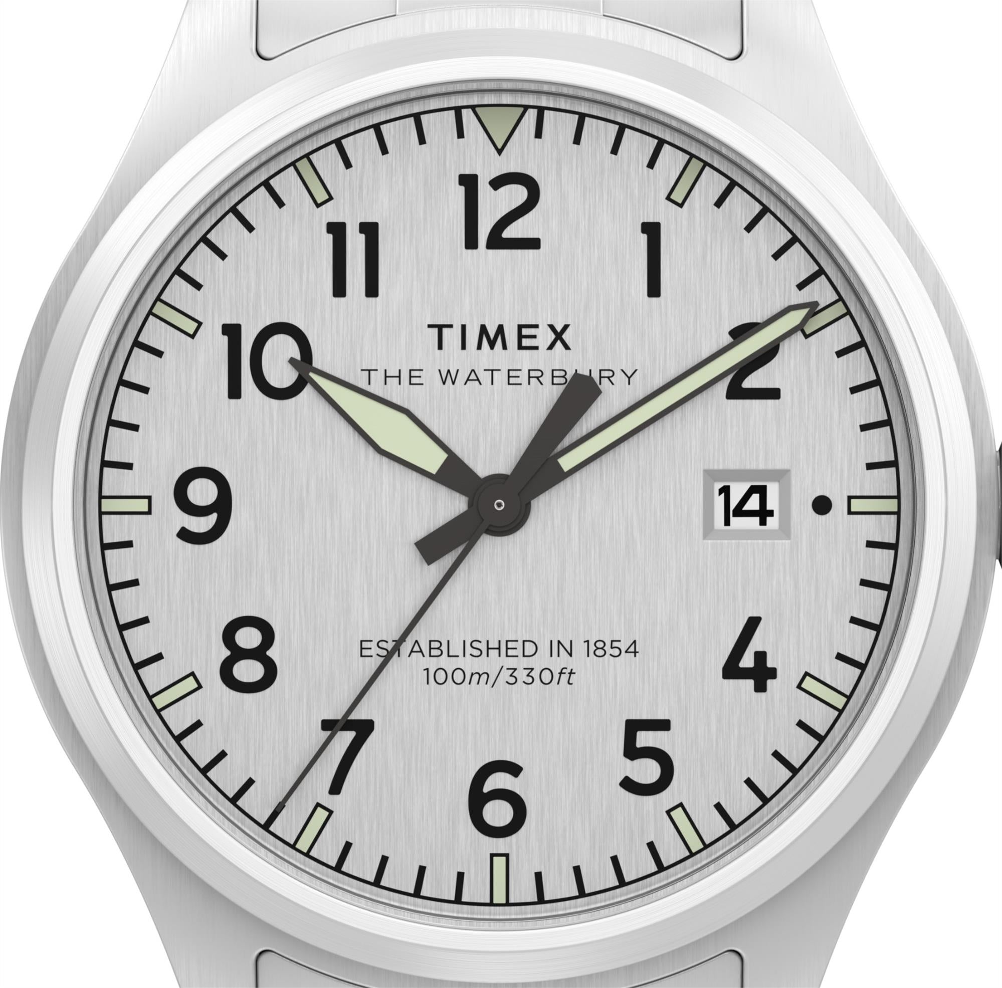 Timex Waterbury Ace Quartz Silver Dial Steel Strap Men's Watch TW2Y18800