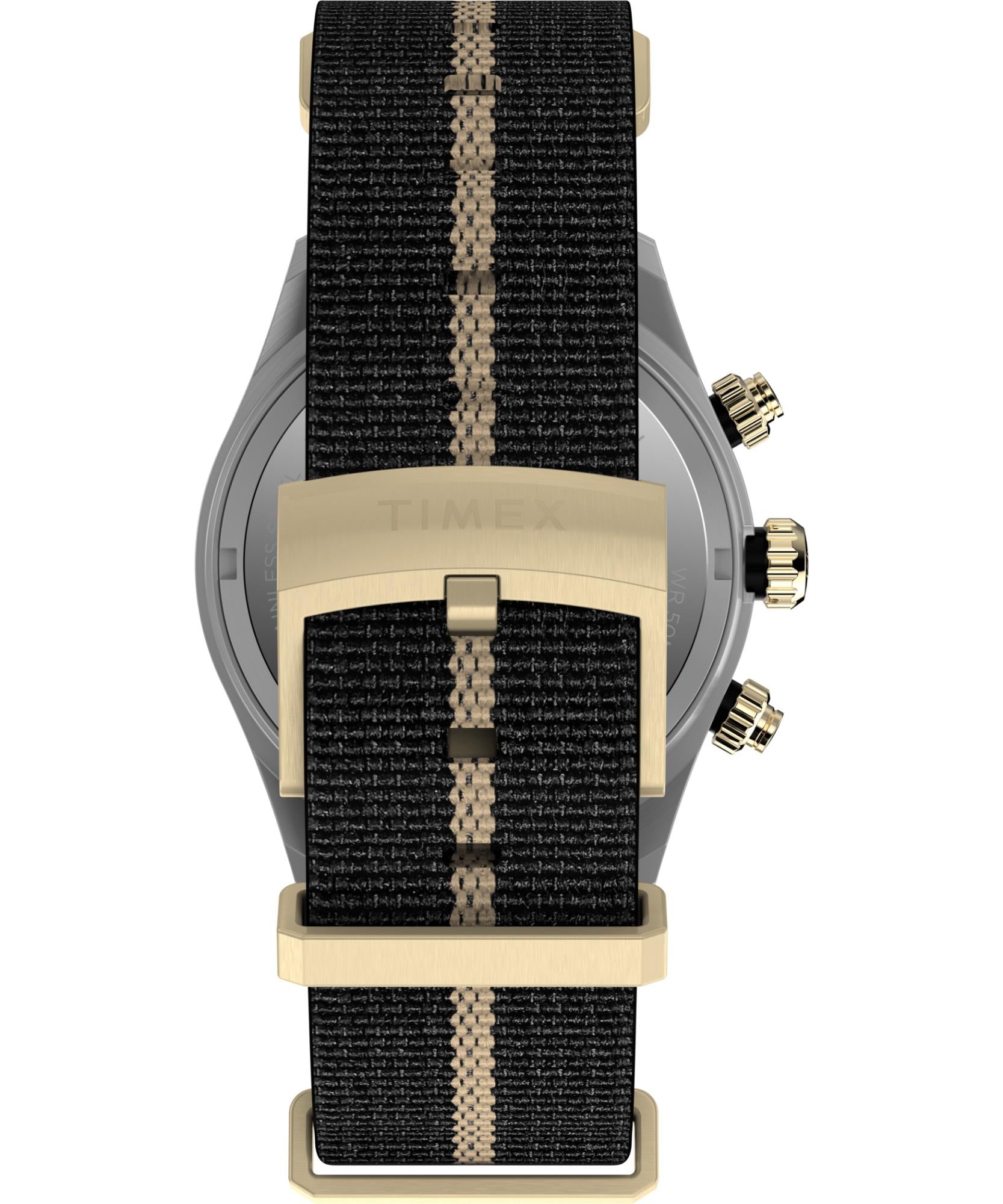 Timex Waterbury Heritage Chronograph Quartz Black Dial Fabric Strap Men's Watch TW2Y35400