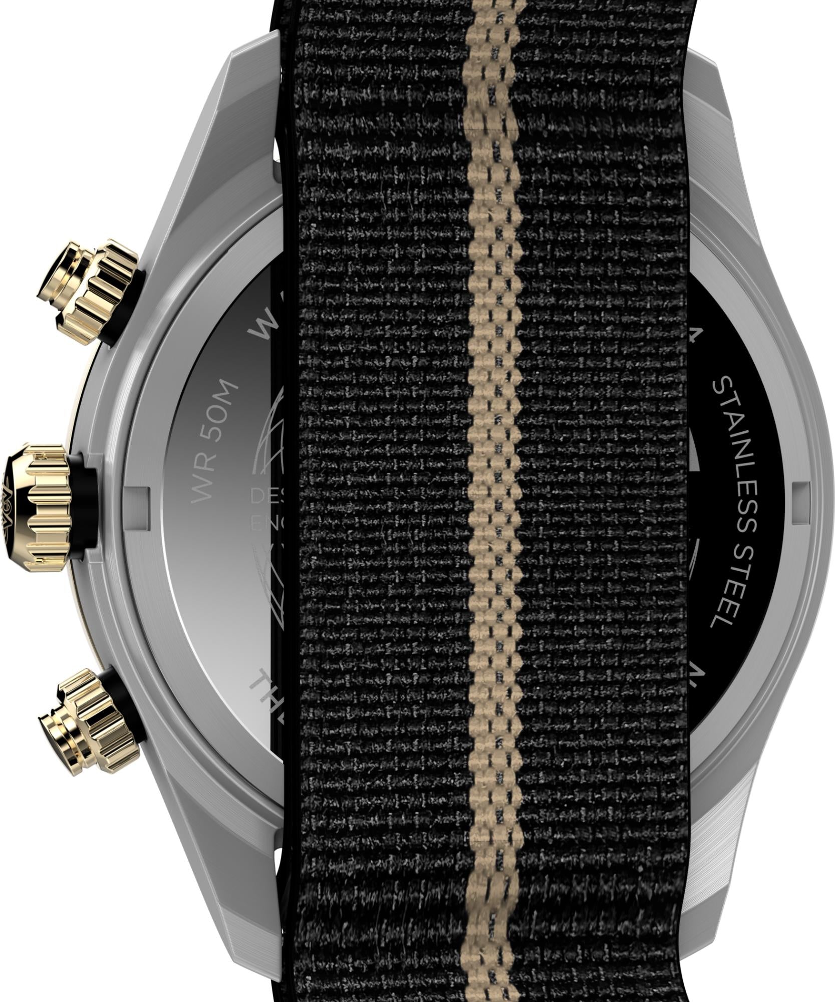 Timex Waterbury Heritage Chronograph Quartz Black Dial Fabric Strap Men's Watch TW2Y35400