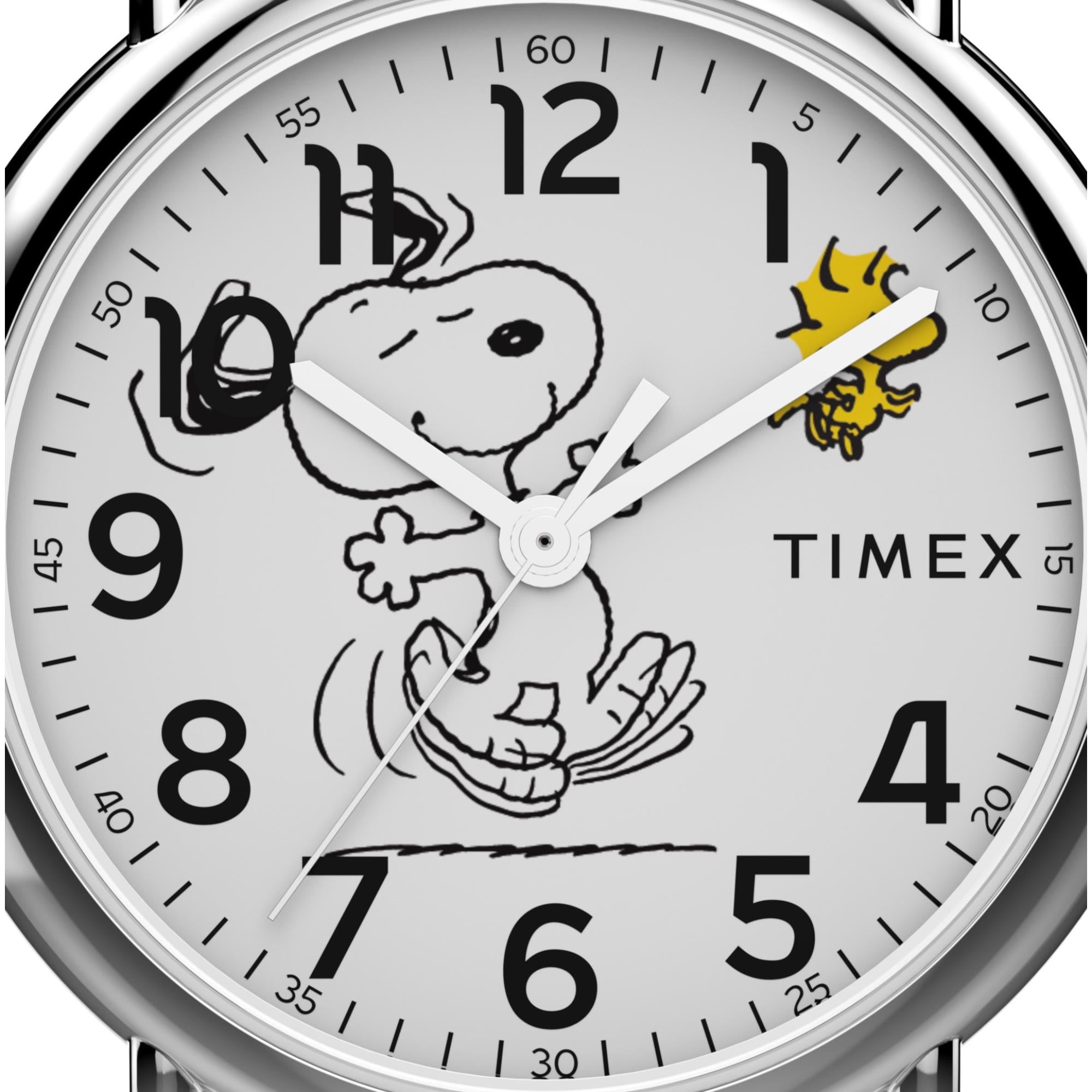 Timex X Peanuts Snoopy Dancing Quartz White Dial Leather Strap Unisex Watch TW2Y31000