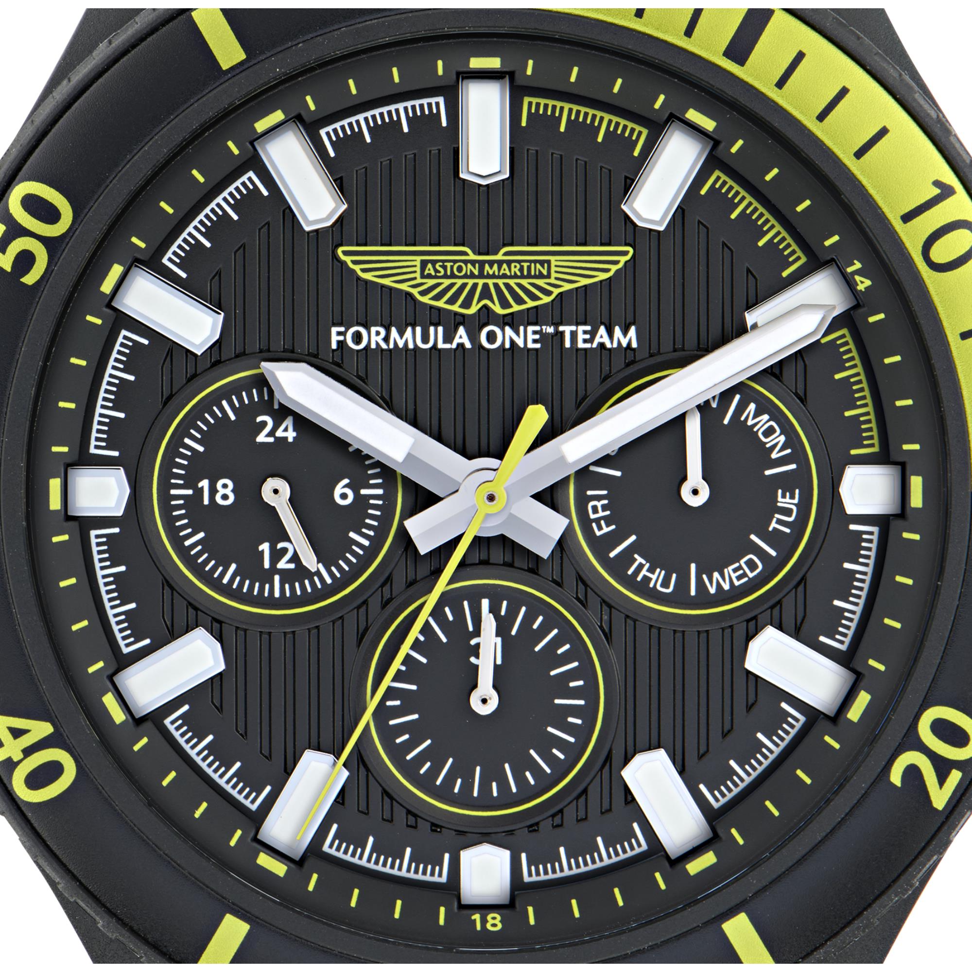 Aston Martin Formula 1 Quartz Chronograph Black Dial Silicone Strap Men's Watch MTFP1F501