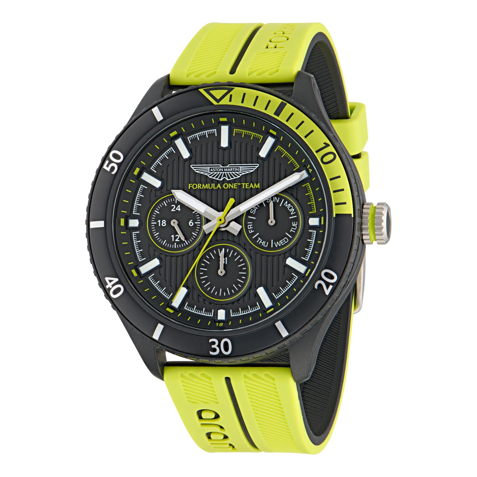 Aston Martin Formula 1 Quartz Chronograph Black Dial Silicone Strap Men's Watch MTFP1F502