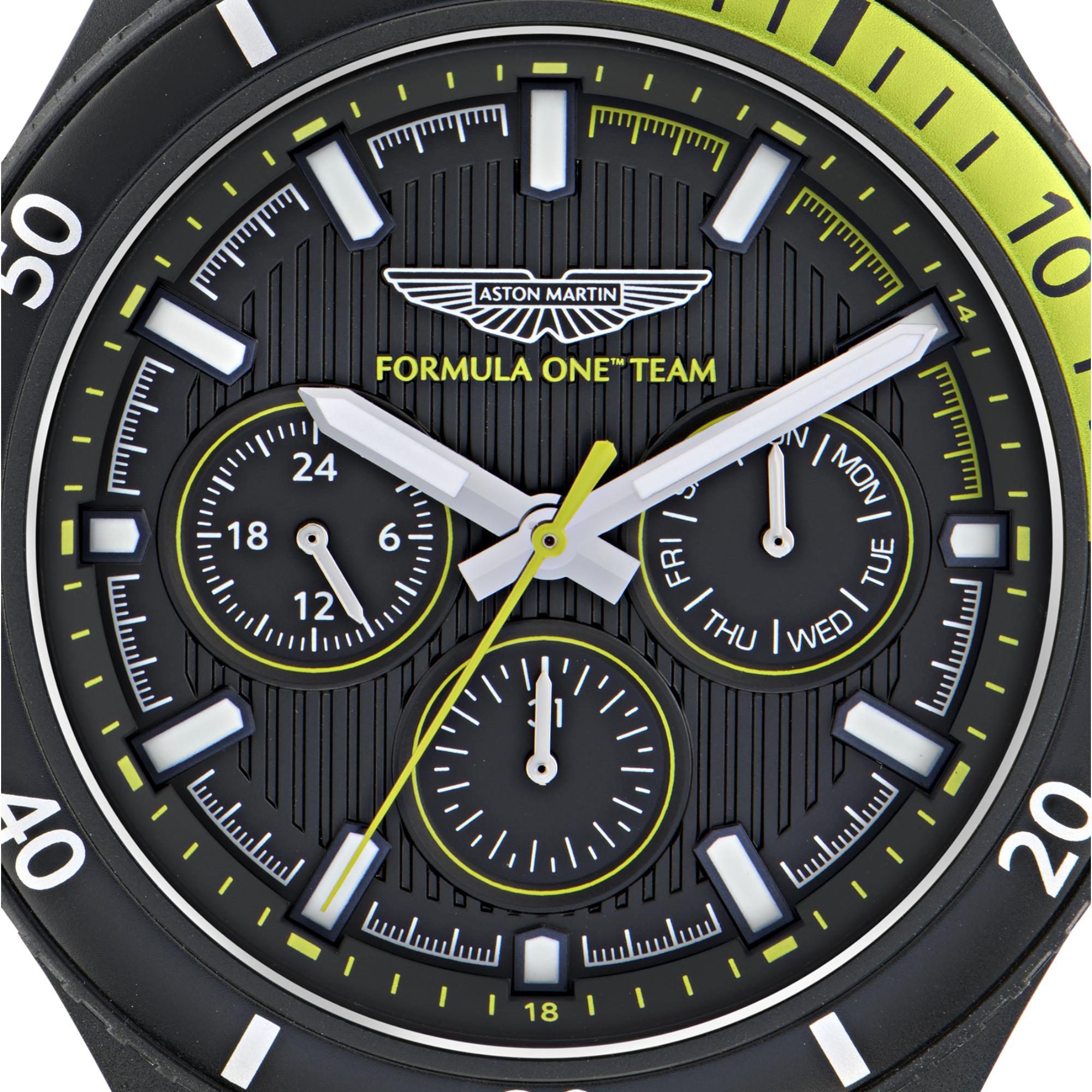 Aston Martin Formula 1 Quartz Chronograph Black Dial Silicone Strap Men's Watch MTFP1F502