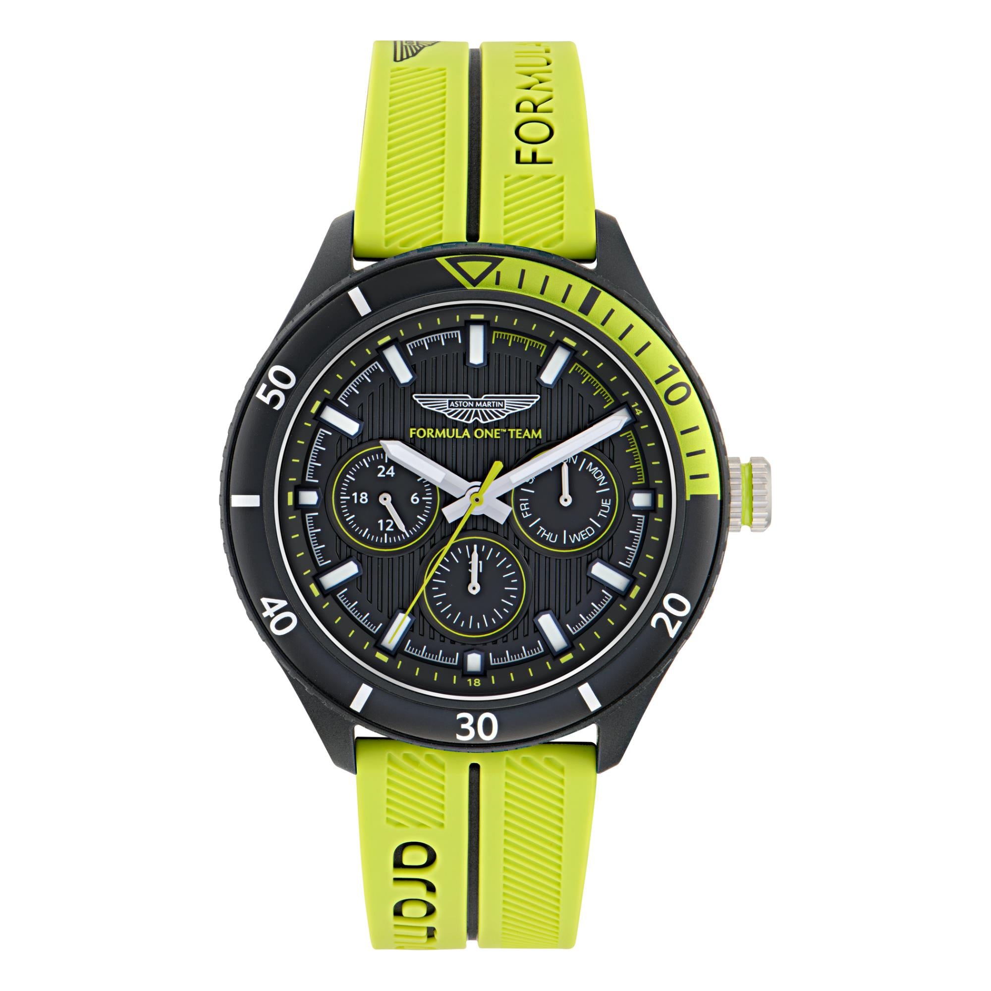 Aston Martin Formula 1 Quartz Chronograph Black Dial Silicone Strap Men's Watch MTFP1F502